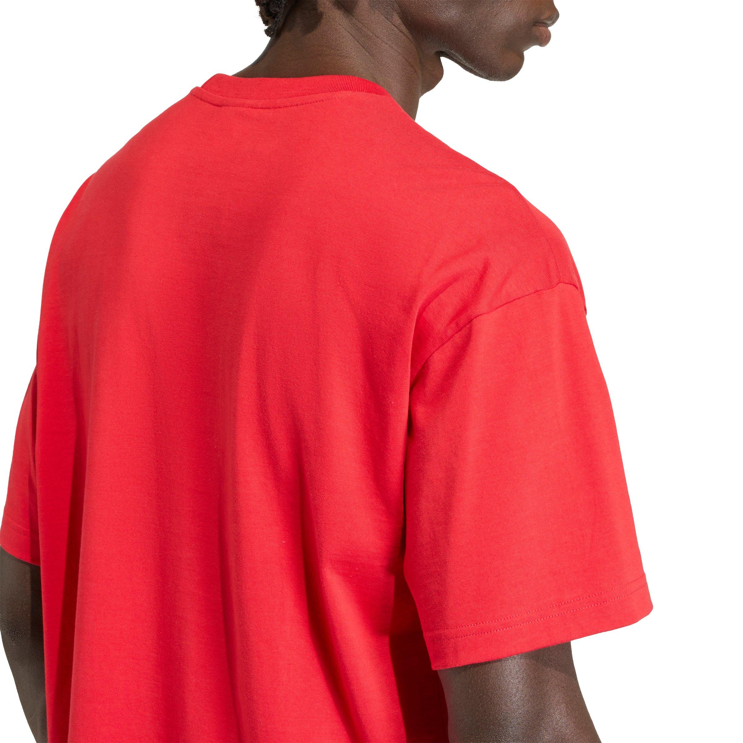 adidas Originals Men's Adicolor Trefoil Tee - Red/White - RED/WHITE Thumbnail View 3