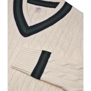 Boast Men's Cable-Knit Sweater - Ivory/Navy/Green - IVORY/NAVY/GREEN