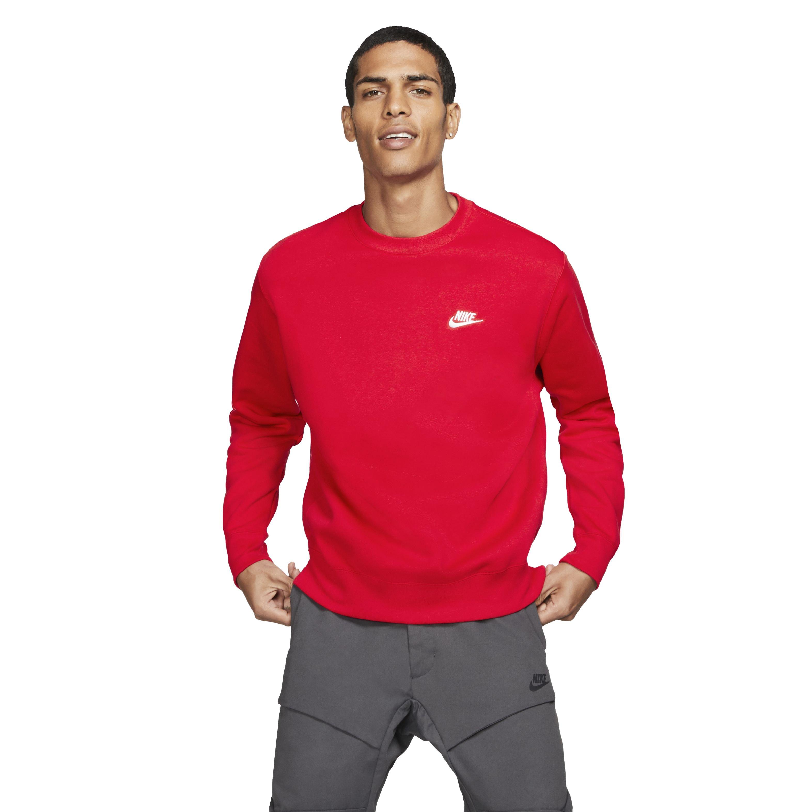 Nike Men's Sportswear Club Crewneck Sweatshirt - Red - RED Thumbnail View 1