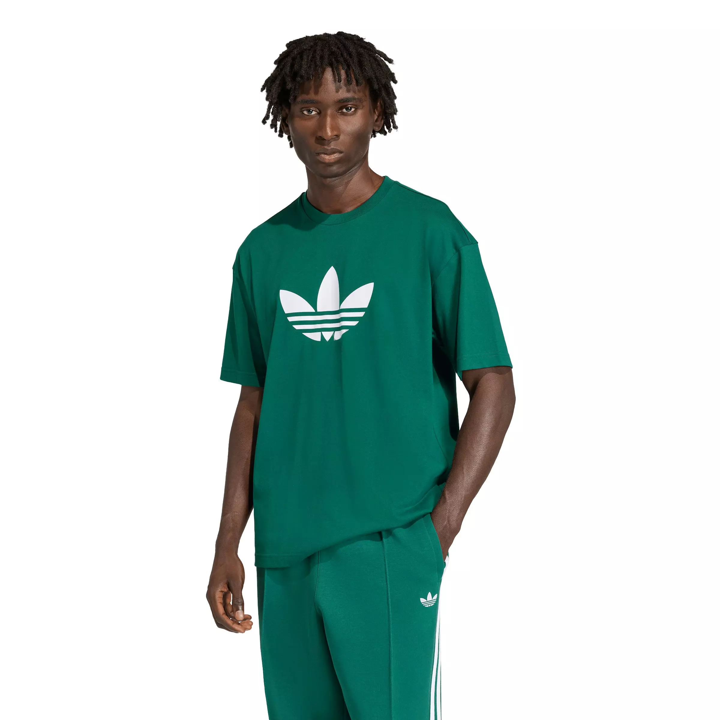 adidas Originals Men's Adicolor Trefoil Tee -Green/White - GREEN/WHITE