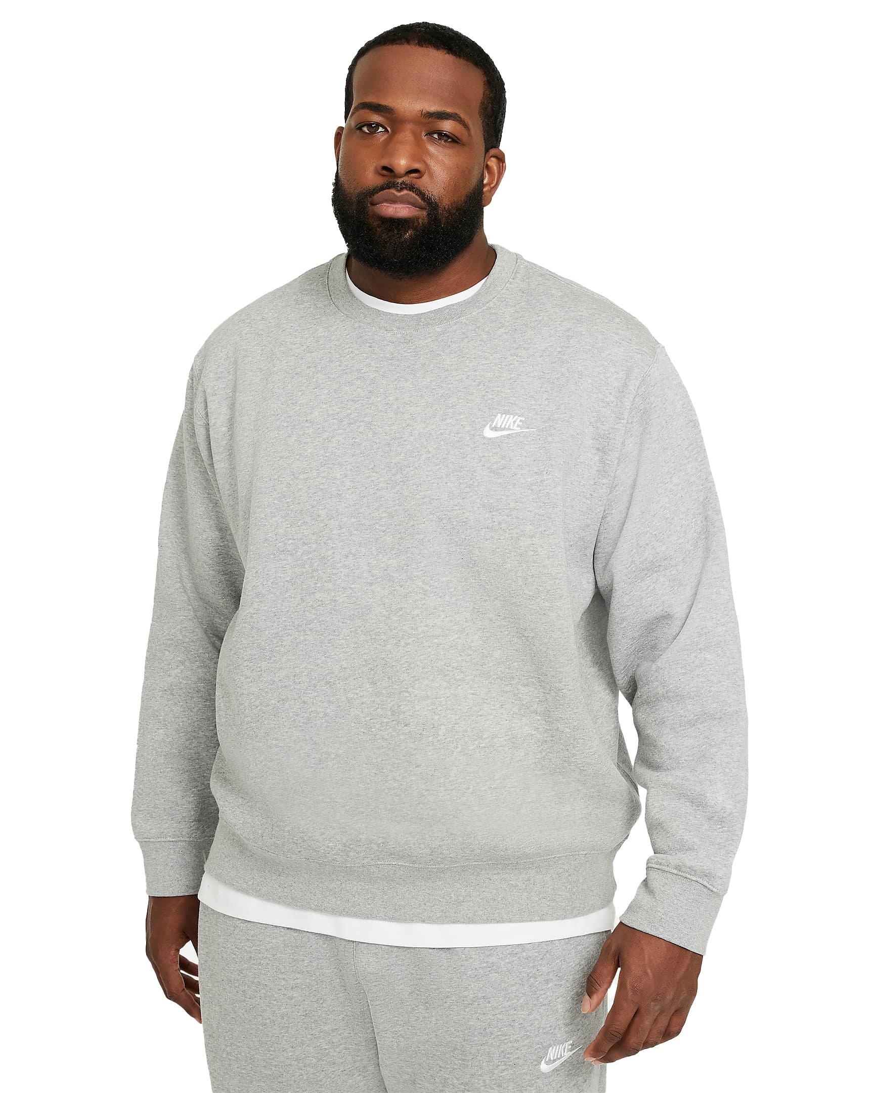 Men's Big & Tall Grey Sportswear Club Fleece Crew Sweatshirt - Hibbett | City Gear