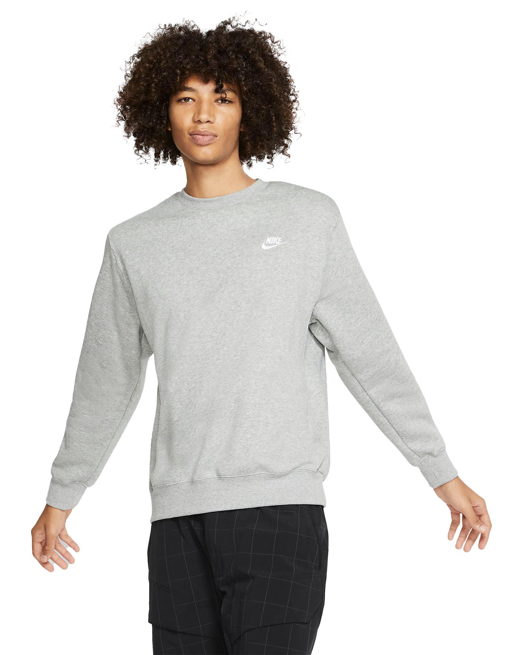 Nike Men's Big & Tall Grey Sportswear Club Fleece Crew Sweatshirt - GREY Thumbnail View 1