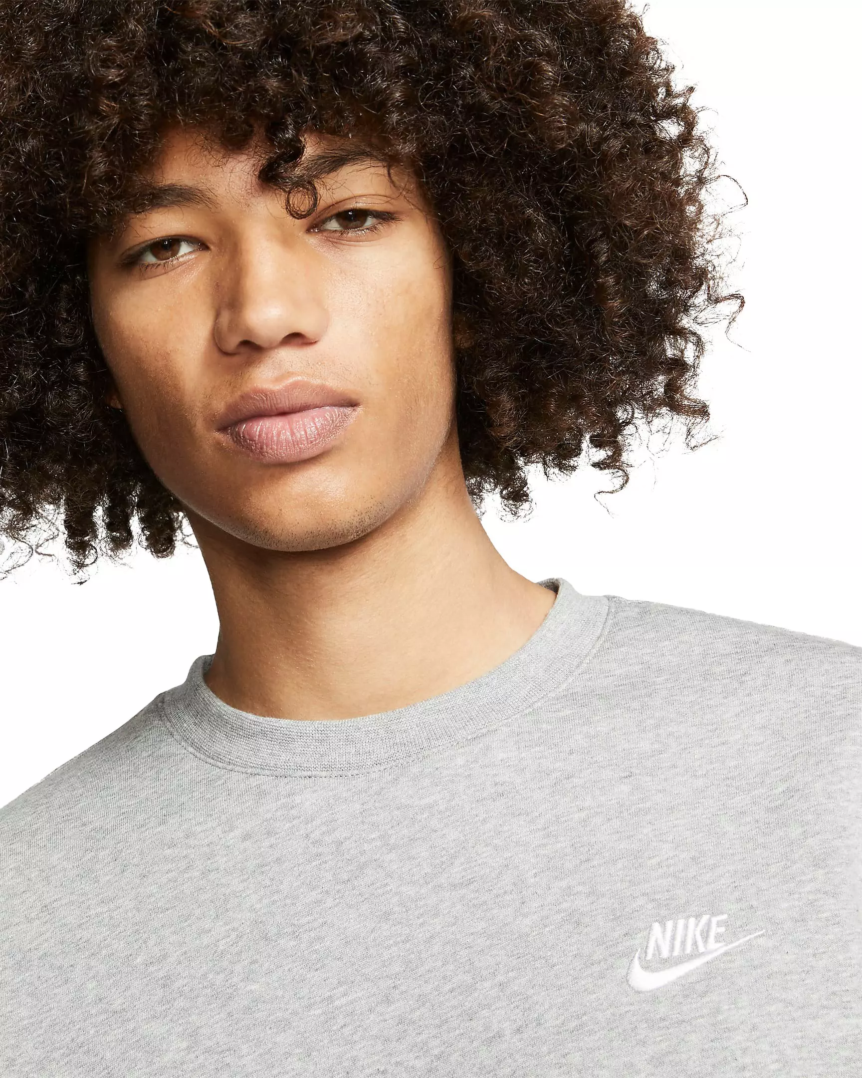 Nike Men's Big & Tall Grey Sportswear Club Fleece Crew Sweatshirt - GREY