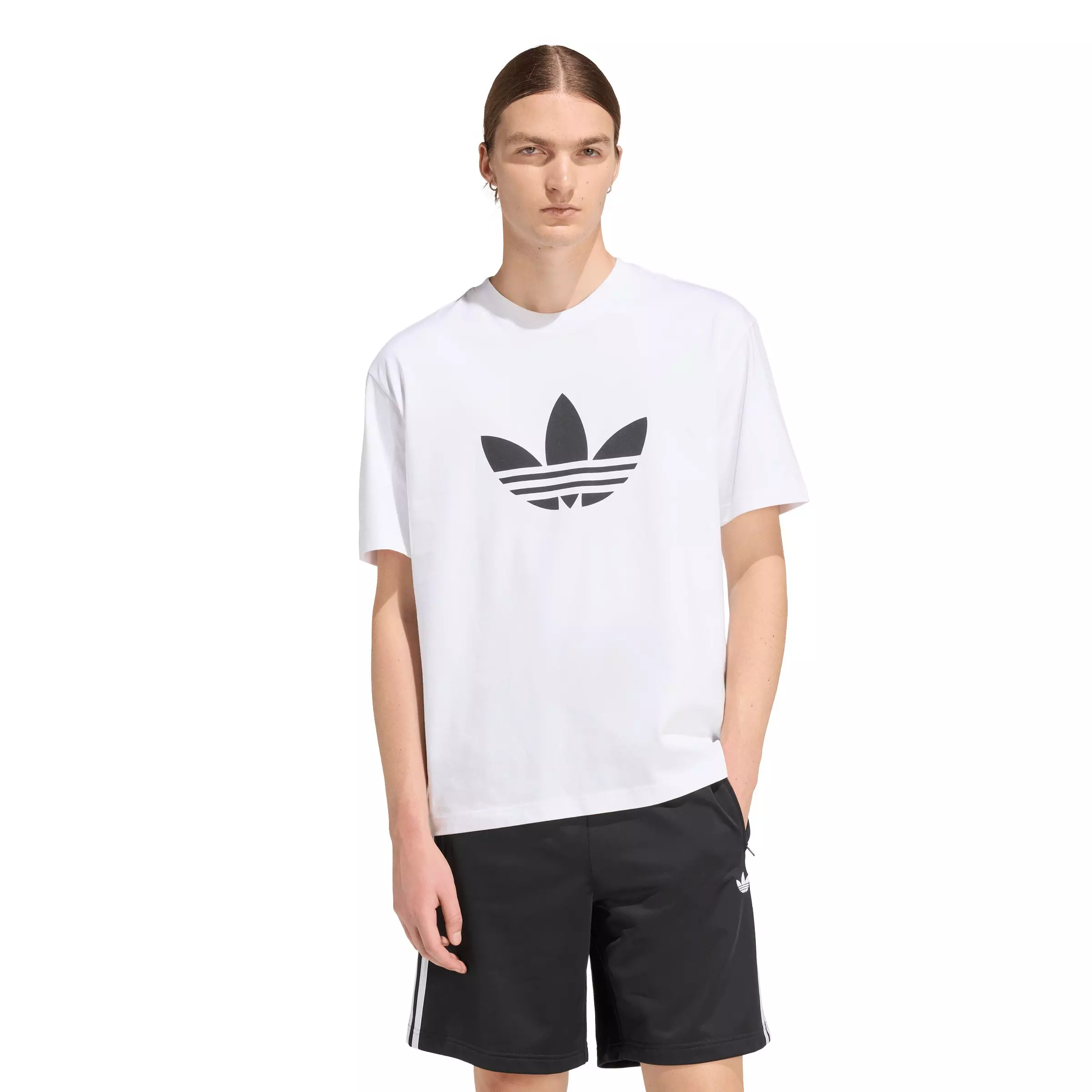 adidas Originals Men's Adicolor Trefoil Tee -White/Black - WHITE/BLACK