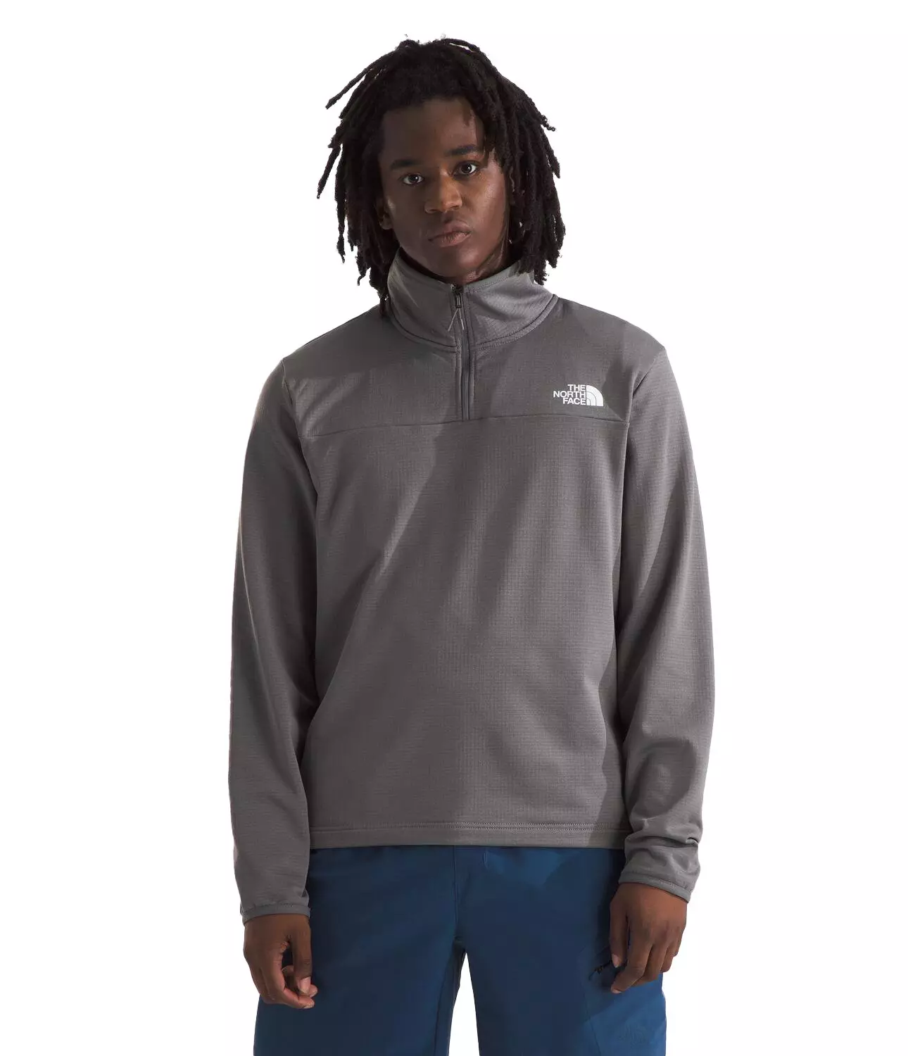 The North Face Men's Cedar Trail Grid Fleece 1/4-Zip Jacket -Dk Grey - DK GREY