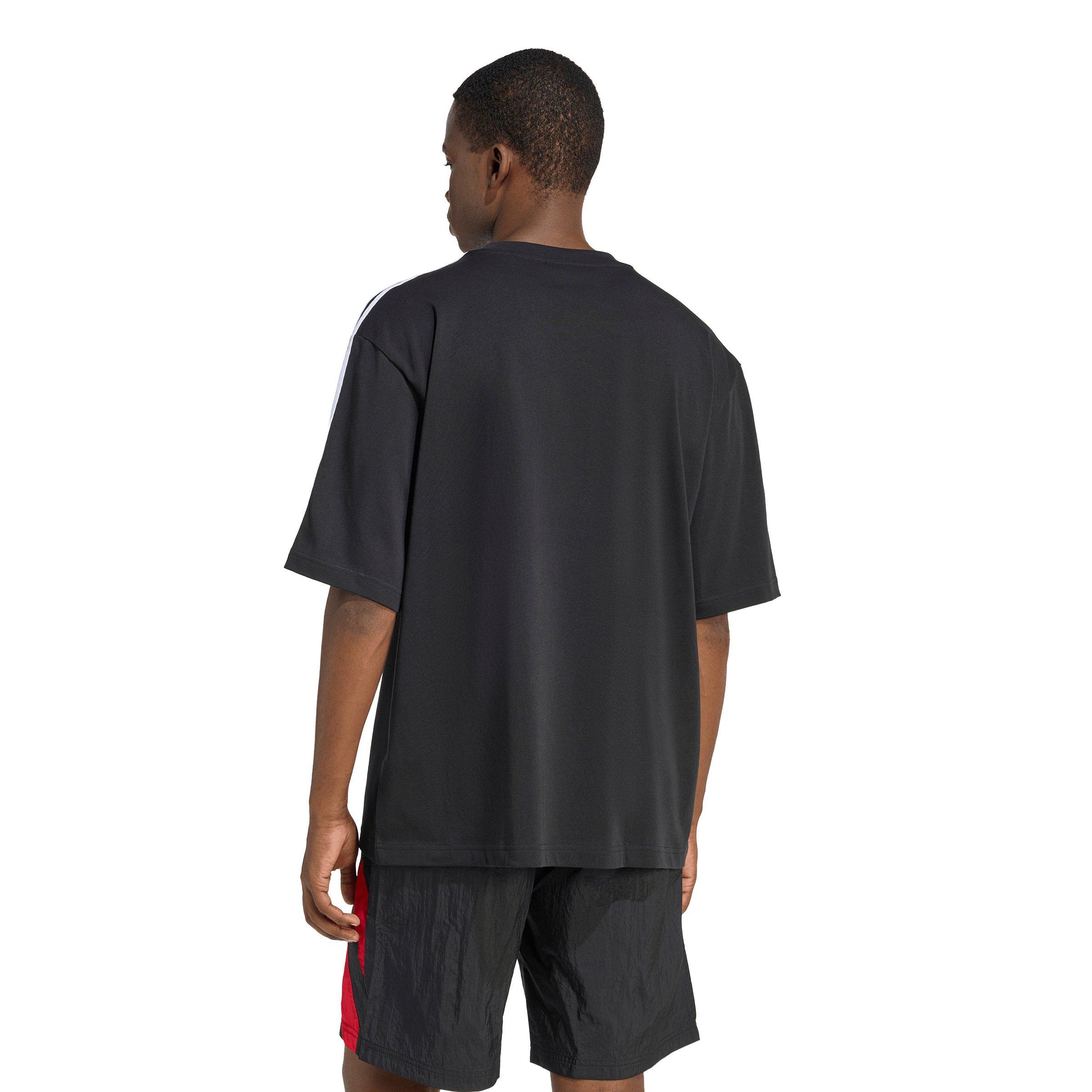 adidas Originals Men's Adicolor 3-Stripes Oversized Tee -Black - BLACK Thumbnail View 2