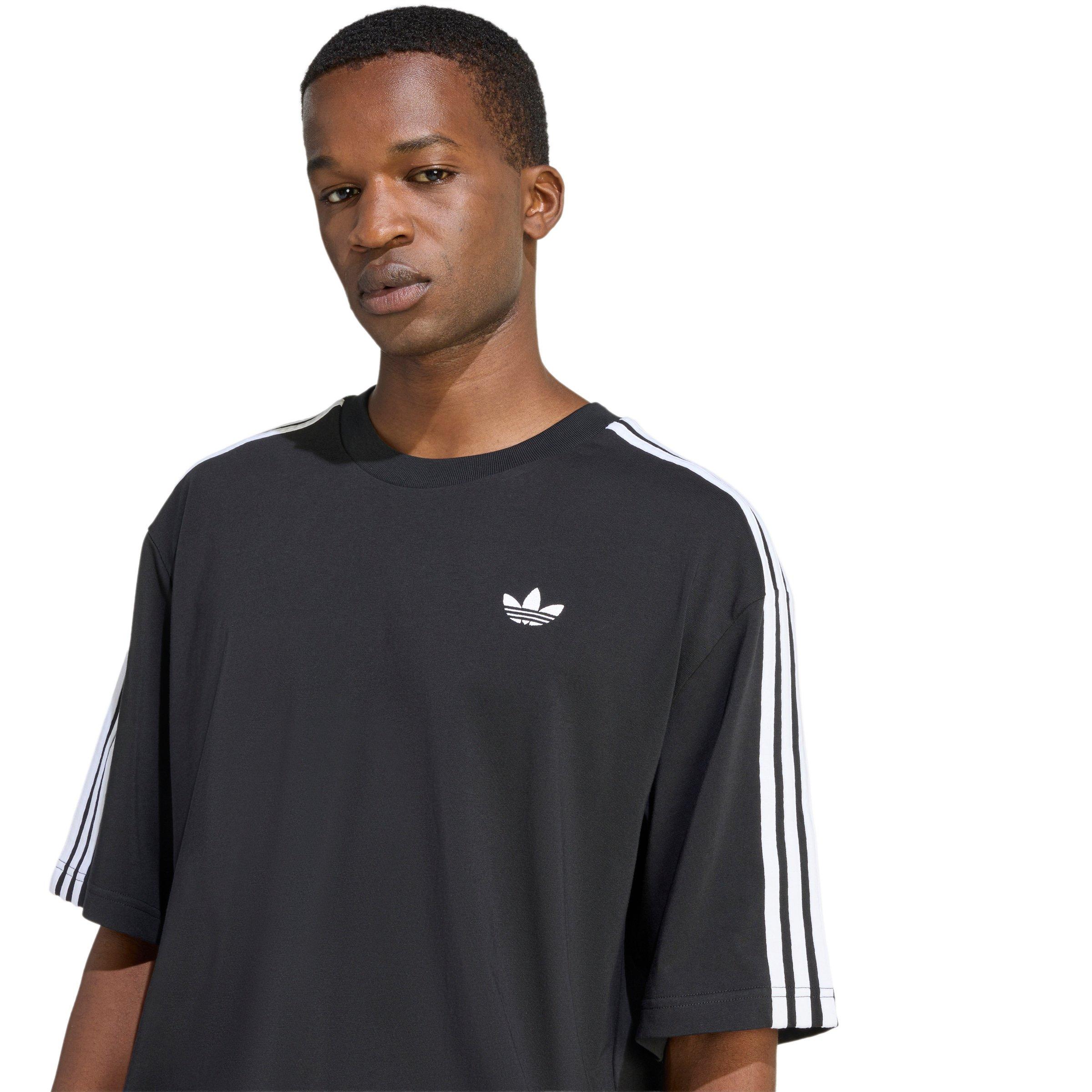 adidas Originals Men's Adicolor 3-Stripes Oversized Tee -Black - BLACK Thumbnail View 3
