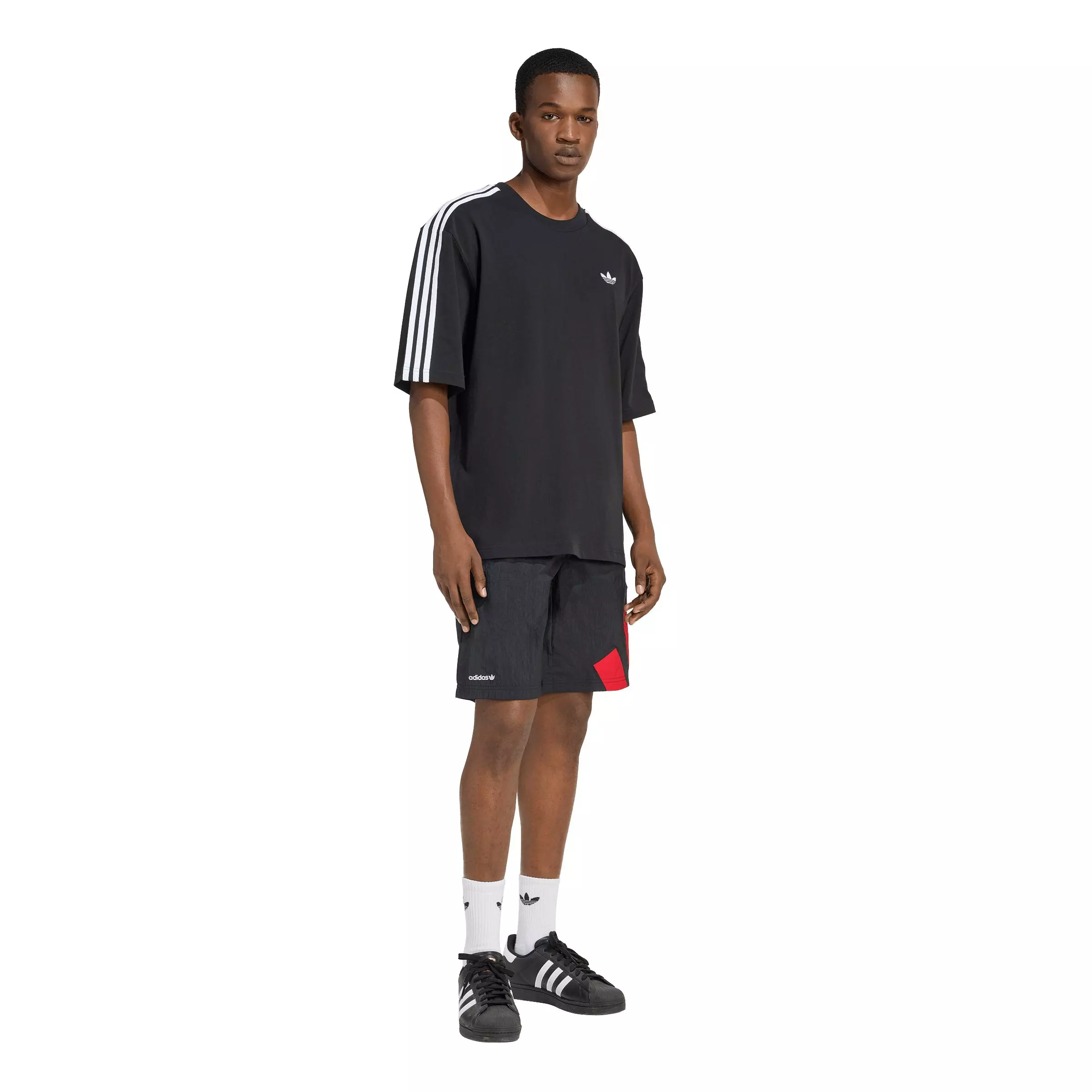adidas Originals Men's Adicolor 3-Stripes Oversized Tee - Black - BLACK
