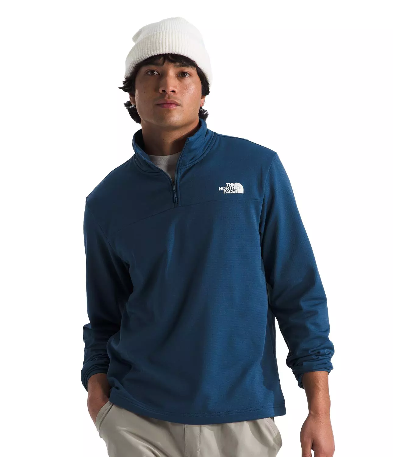The North Face Men's Cedar Trail Grid Fleece 1/4-Zip Jacket -Blue - BLUE