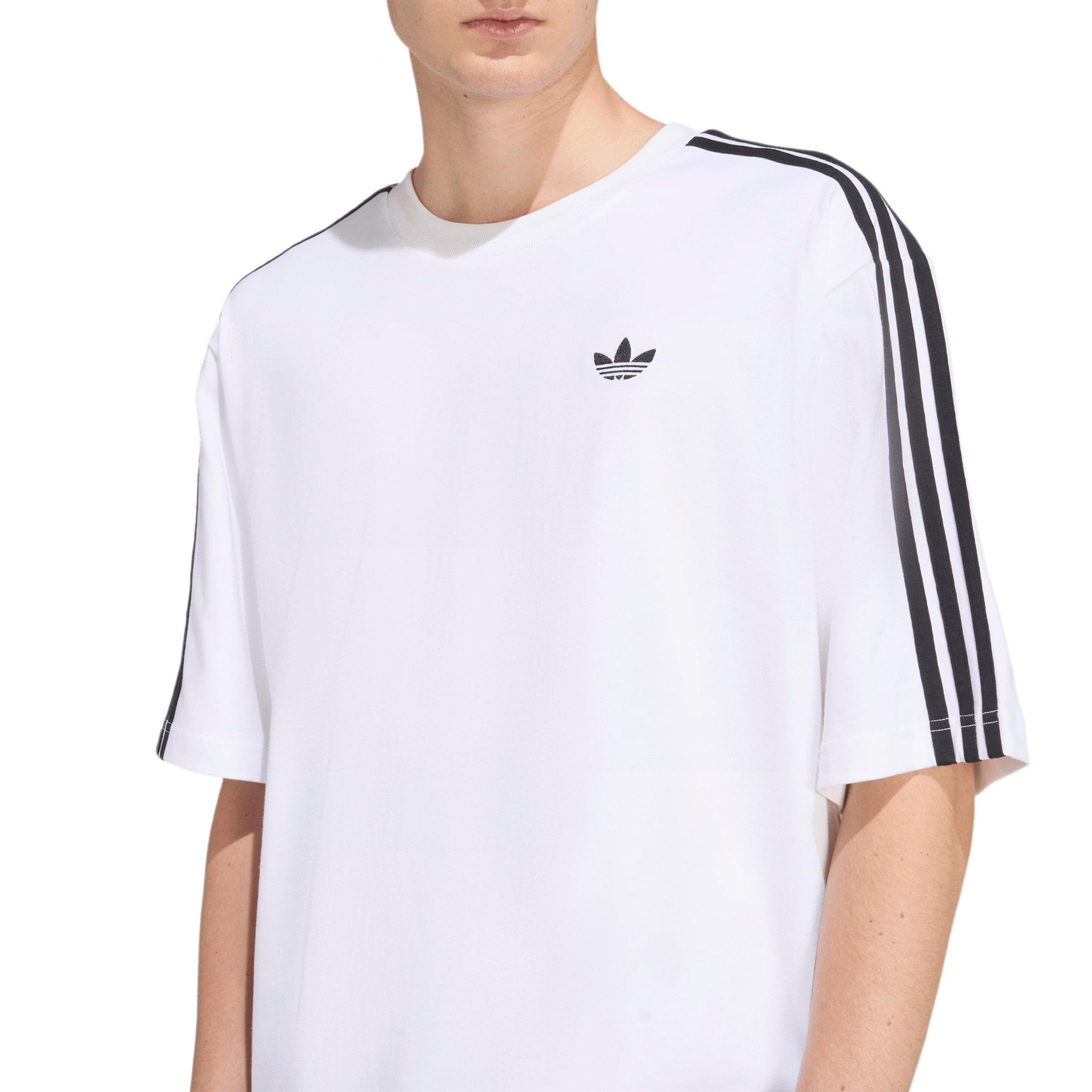 adidas Originals Men's Adicolor 3-Stripes Oversized Tee - White - WHITE Thumbnail View 3