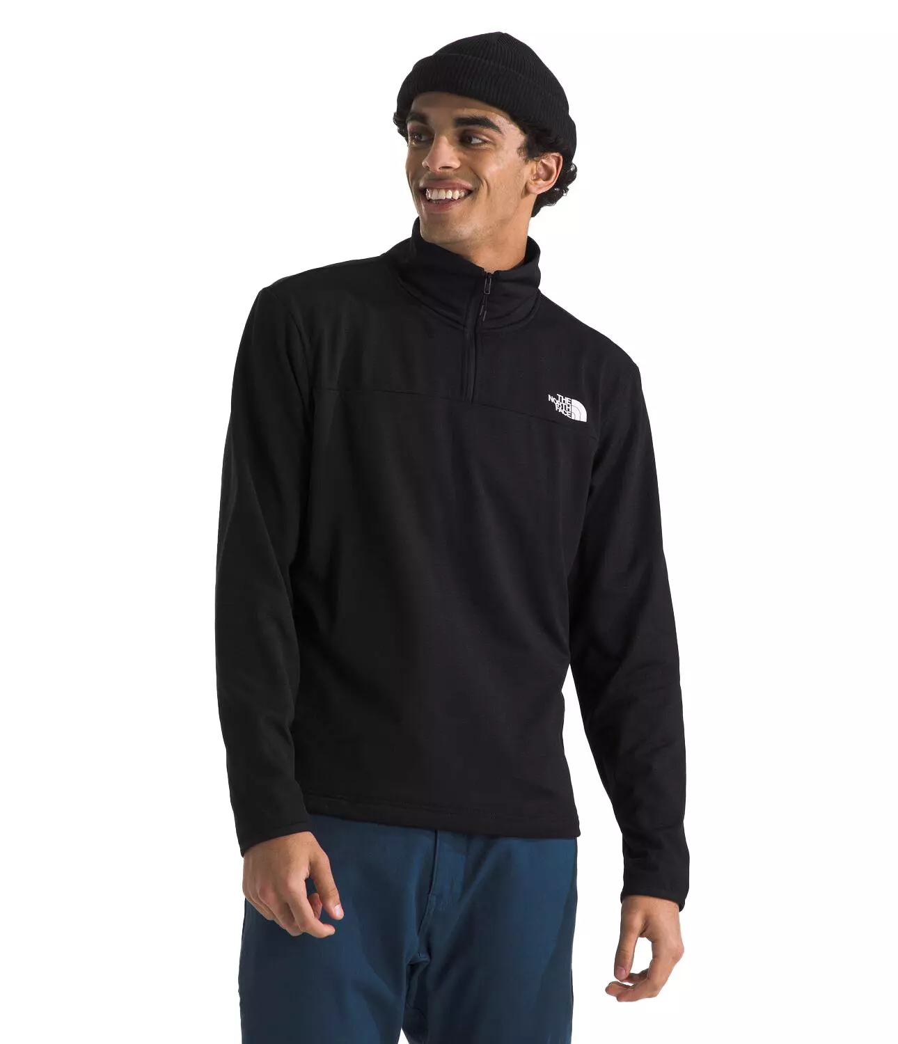The North Face Men's Cedar Trail Grid Fleece 1/4-Zip Jacket -Black - BLACK