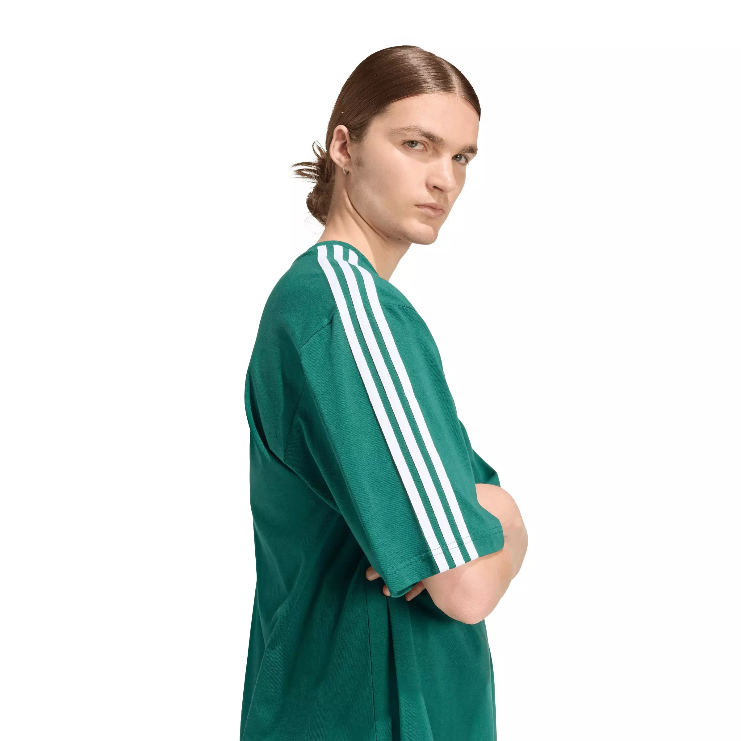 adidas Originals Men's Adicolor 3-Stripes Oversized Tee - Green - GREEN