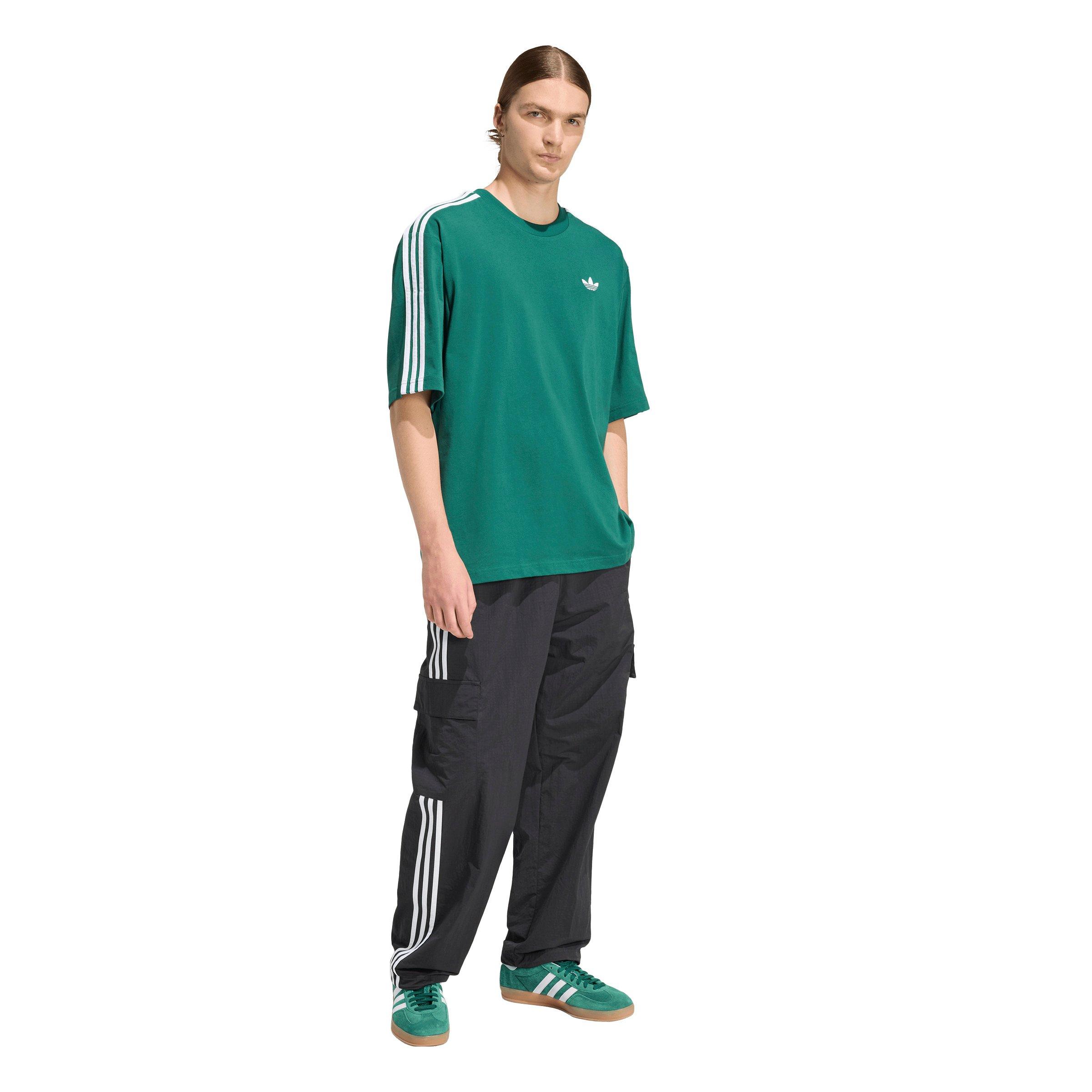 adidas Originals Men's Adicolor 3-Stripes Oversized Tee - Green - GREEN Thumbnail View 2