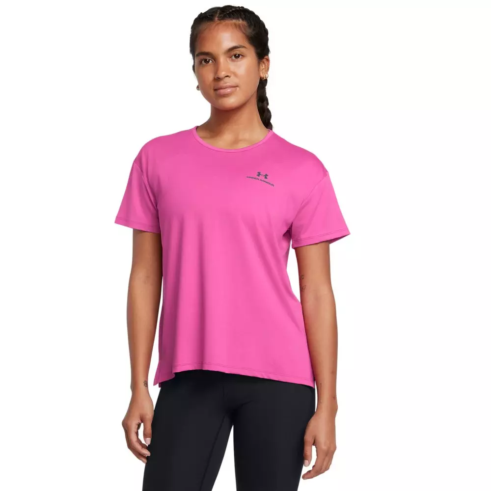 Under Armour Women's RUSH Energy 2.0 Short Sleeve Shirt - PINK