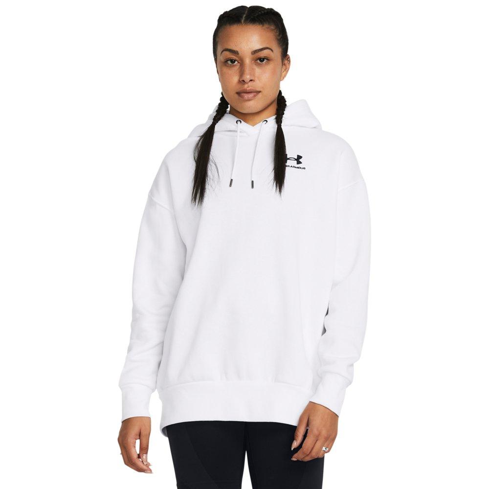 Under Armour Women's Essential Fleece Oversized Hoodie - WHITE Thumbnail View 1