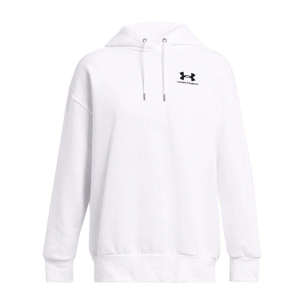 Under Armour Women's Essential Fleece Oversized Hoodie - WHITE Thumbnail View 4