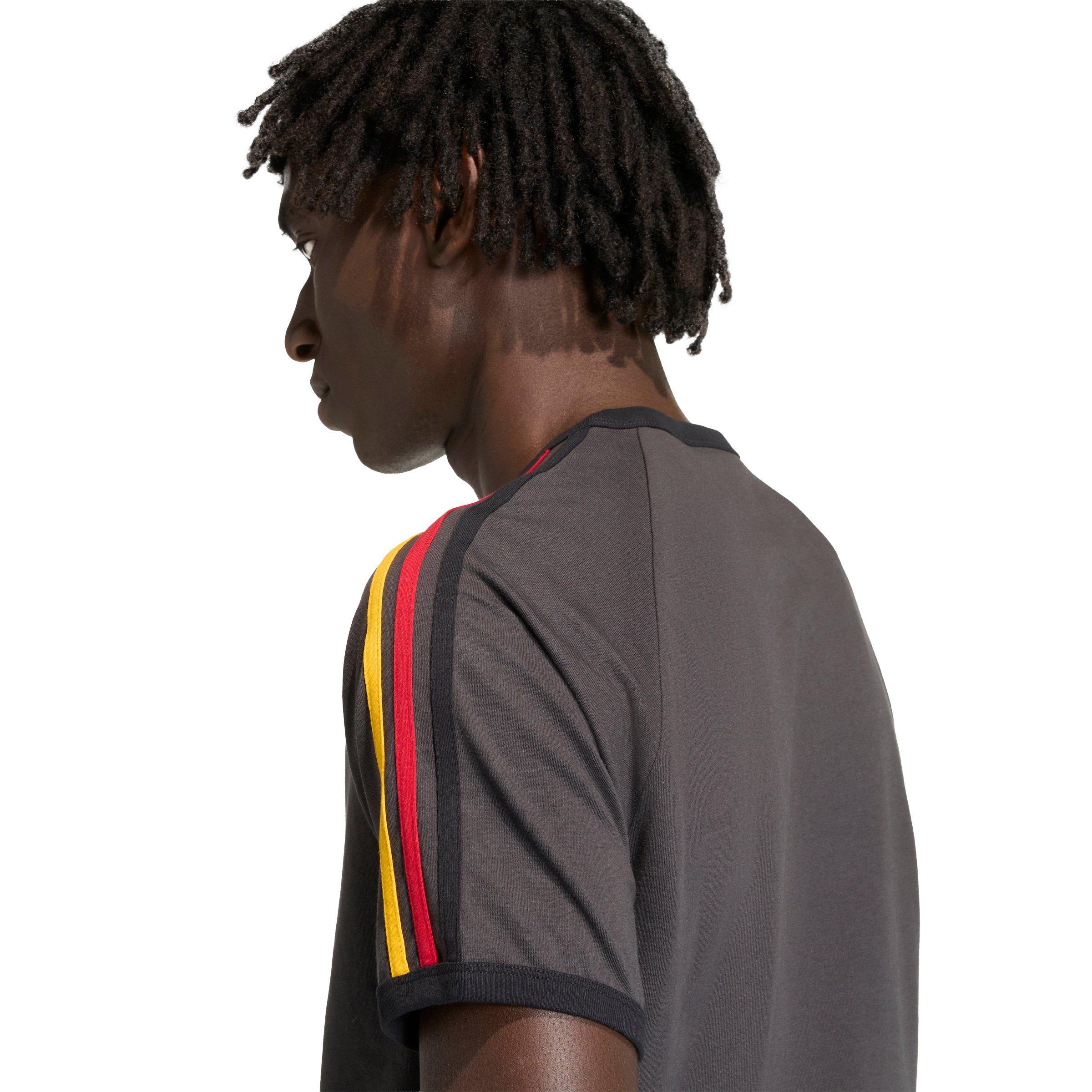 adidas Originals Men's 3-Stripes Tee - Black/Gold/Red - BLACK/GOLD/RED Thumbnail View 3