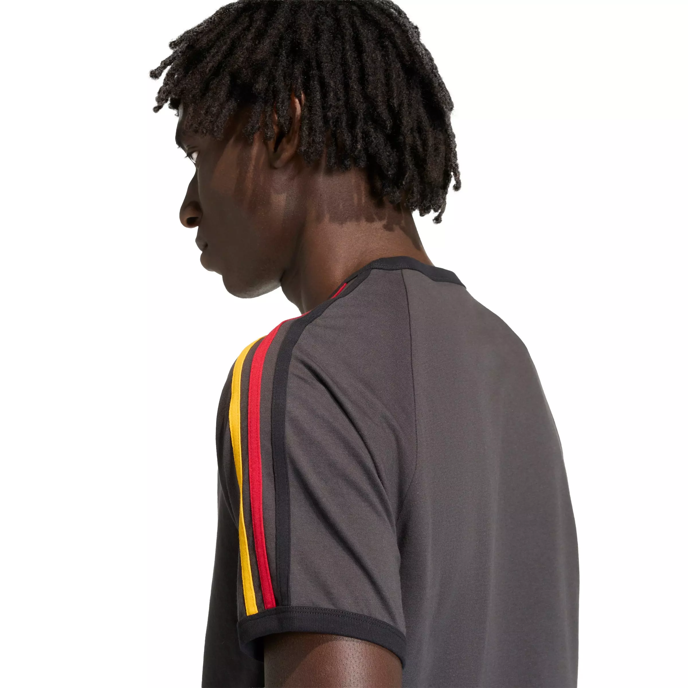 adidas Originals Men's 3-Stripes Tee -Black/Gold/Red - BLACK/GOLD/RED