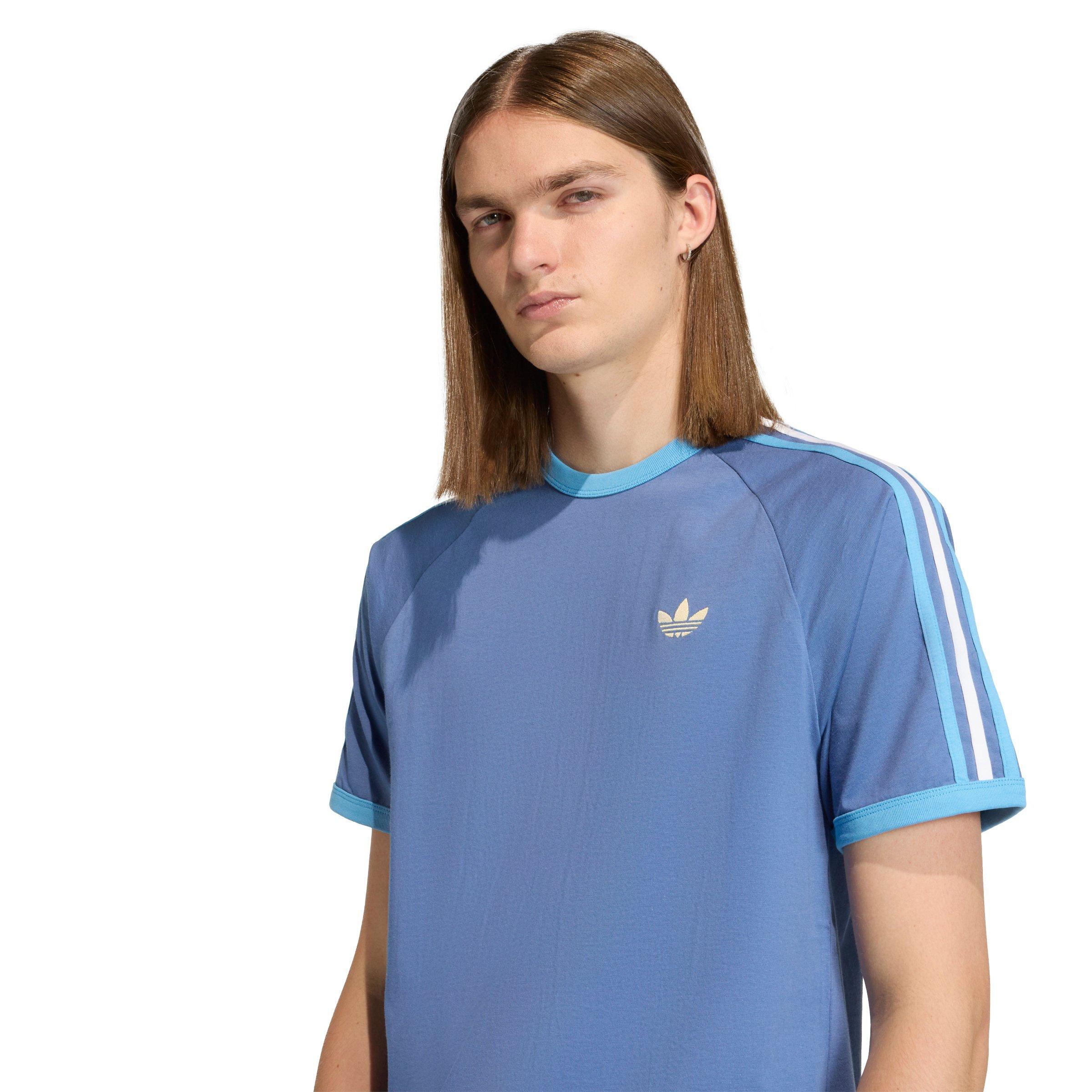 adidas Originals Men's 3-Stripes Tee - Blue/Lt Blue/White - BLUE/LT BLUE/WHITE Thumbnail View 3