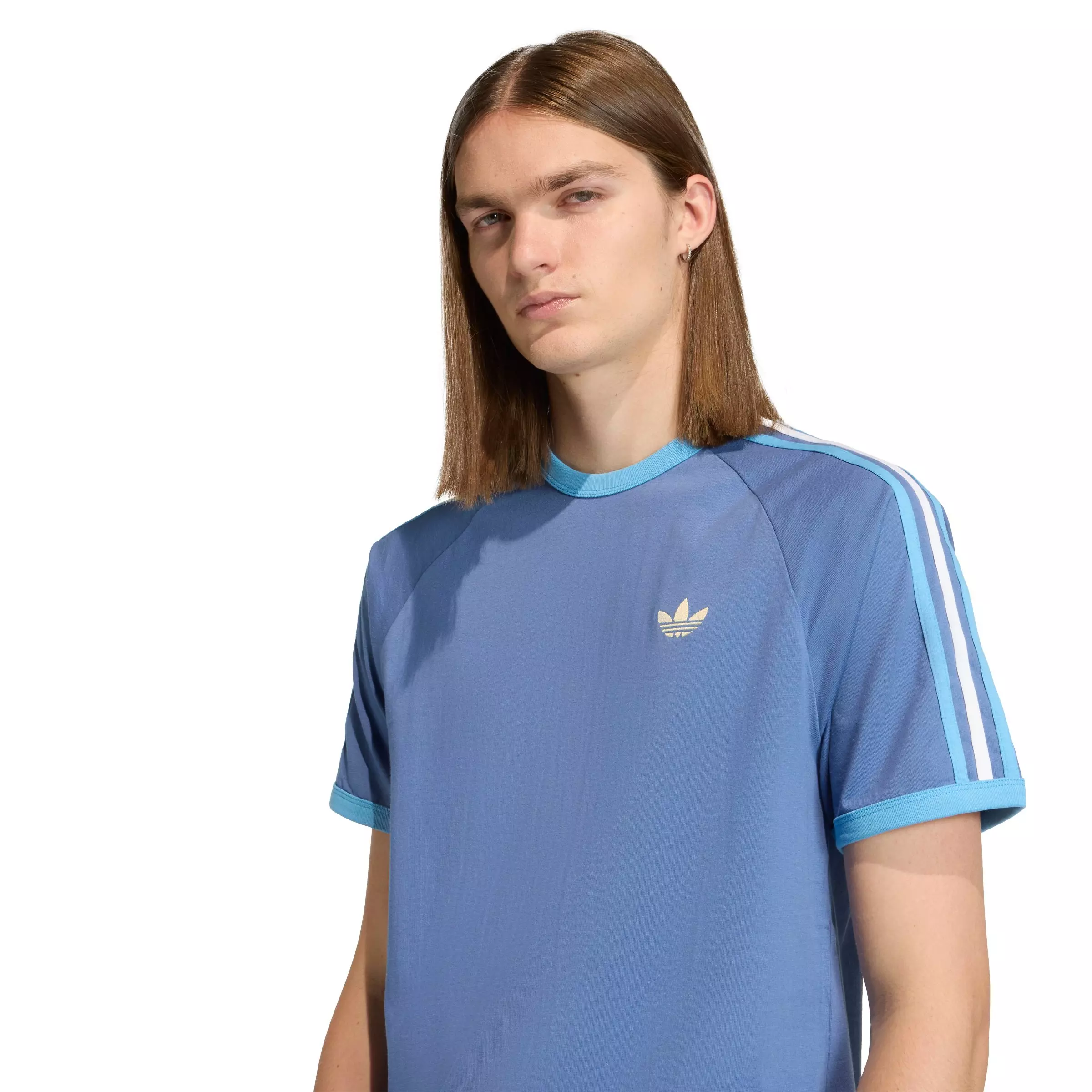 adidas Originals Men's 3-Stripes Tee - Blue/Lt Blue/White - BLUE/LT BLUE/WHITE