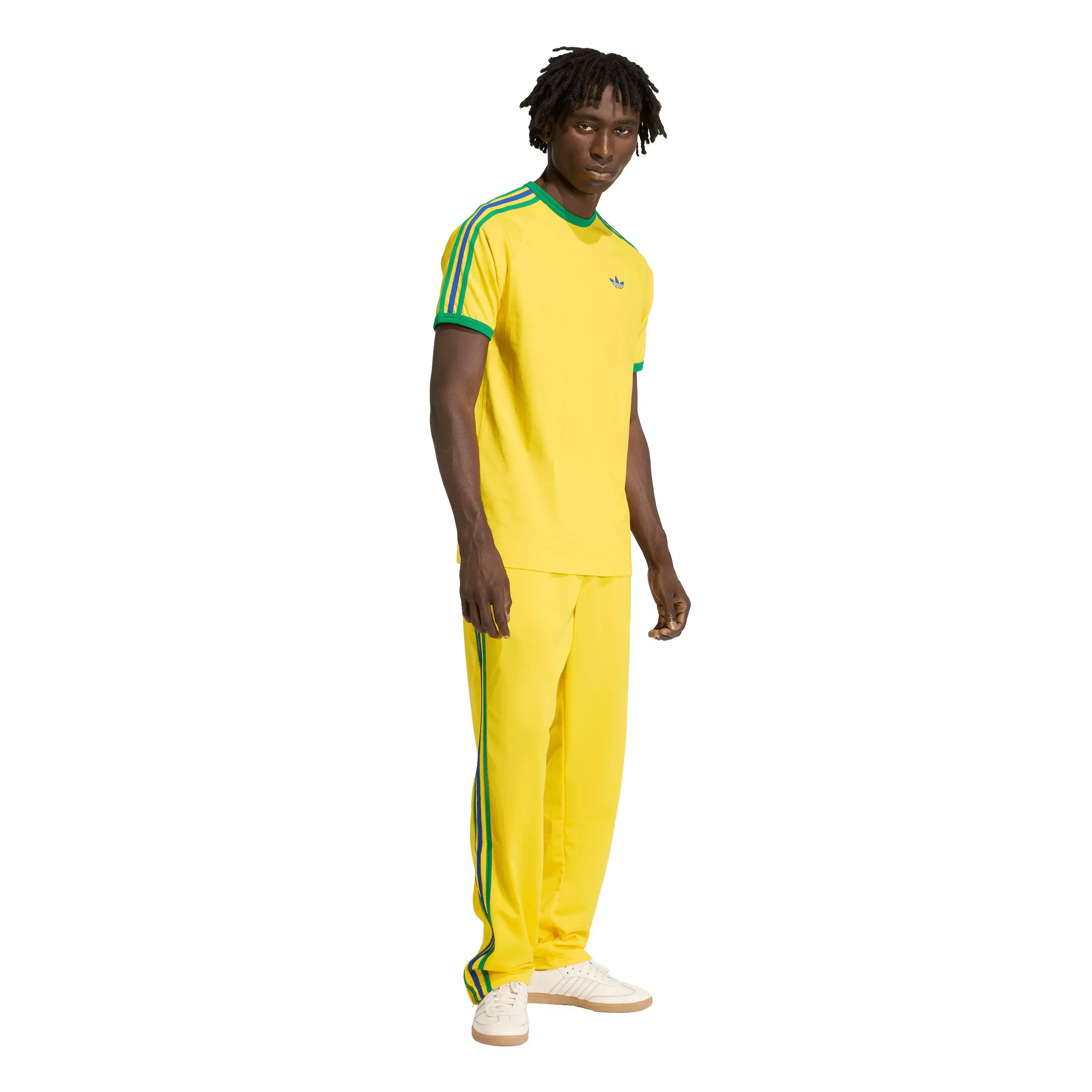 adidas Originals Men's 3-Stripes Tee - Yellow/Green/Royal - YELLOW/GREEN/ROYAL