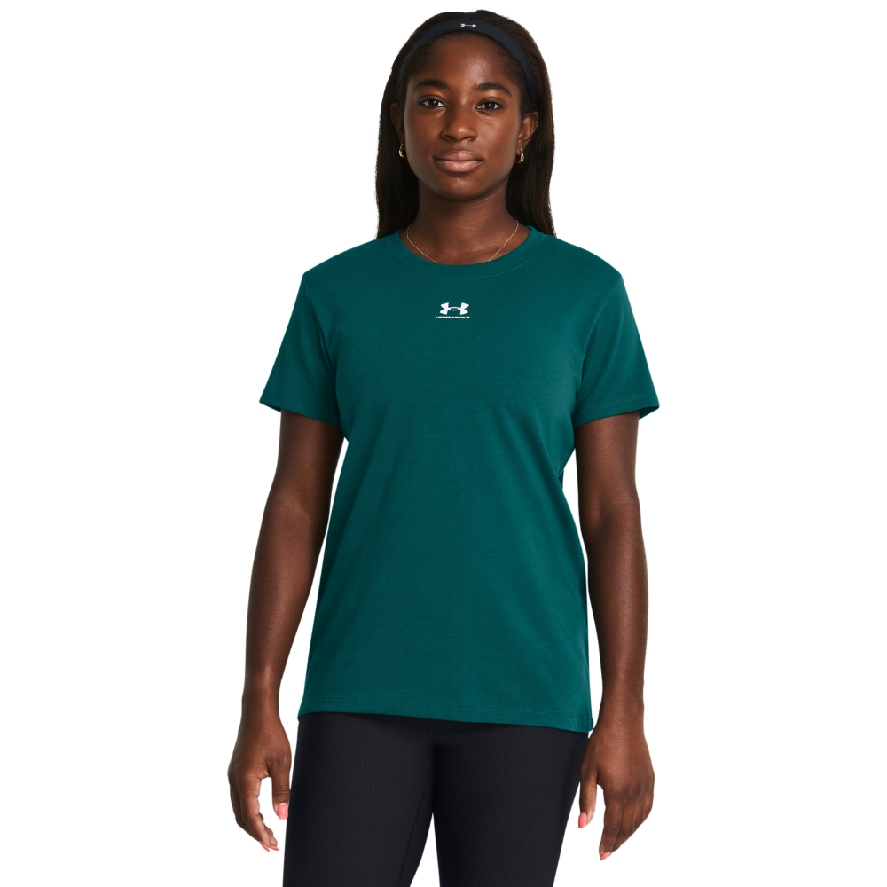Under Armour Women's Off Campus Core Short Sleeve Shirt - TEAL Thumbnail View 1
