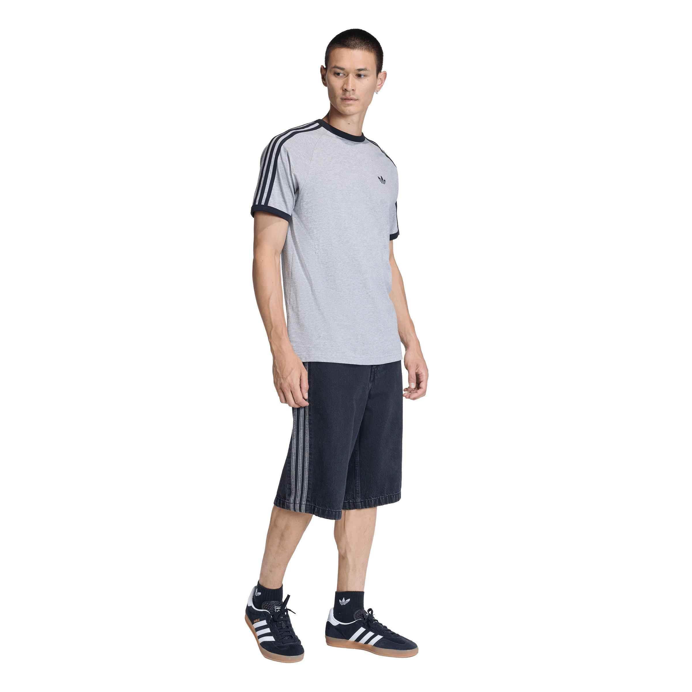 adidas Originals Men's 3-Stripes Tee -Grey - GREY Thumbnail View 5