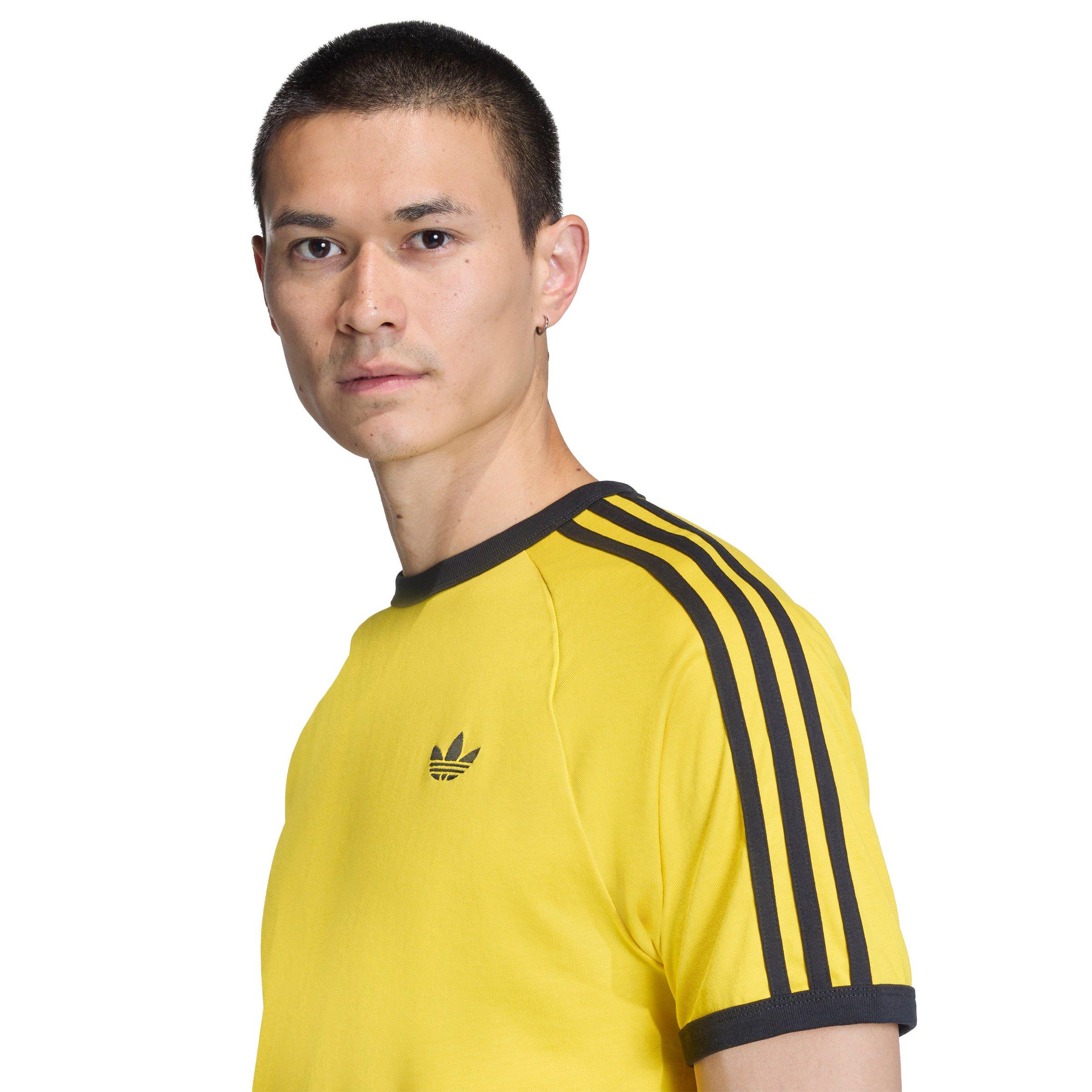 adidas Originals Men's 3-Stripes Tee -Yellow - YELLOW Thumbnail View 3