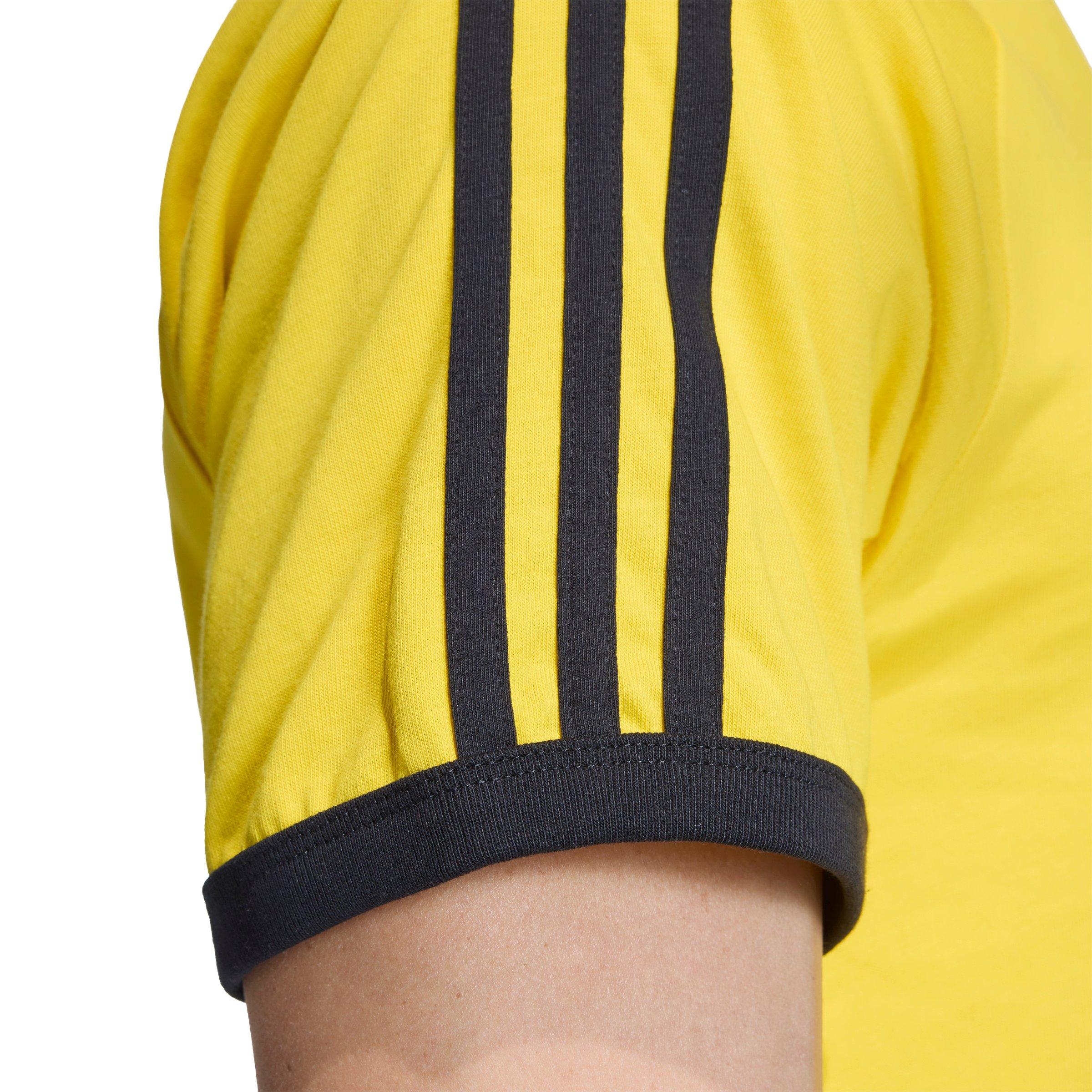 adidas Originals Men's 3-Stripes Tee -Yellow - YELLOW Thumbnail View 4