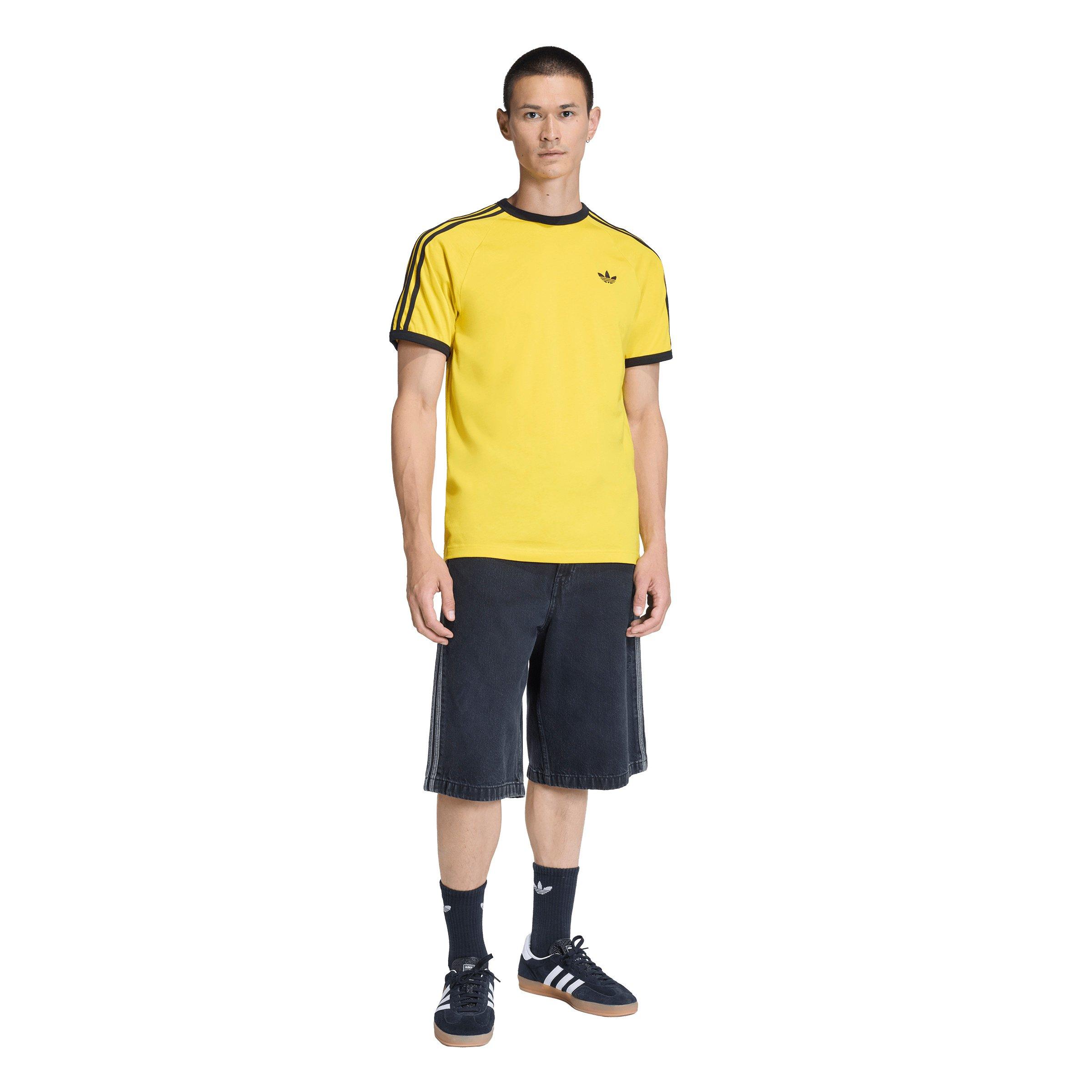 adidas Originals Men's 3-Stripes Tee -Yellow - YELLOW Thumbnail View 5