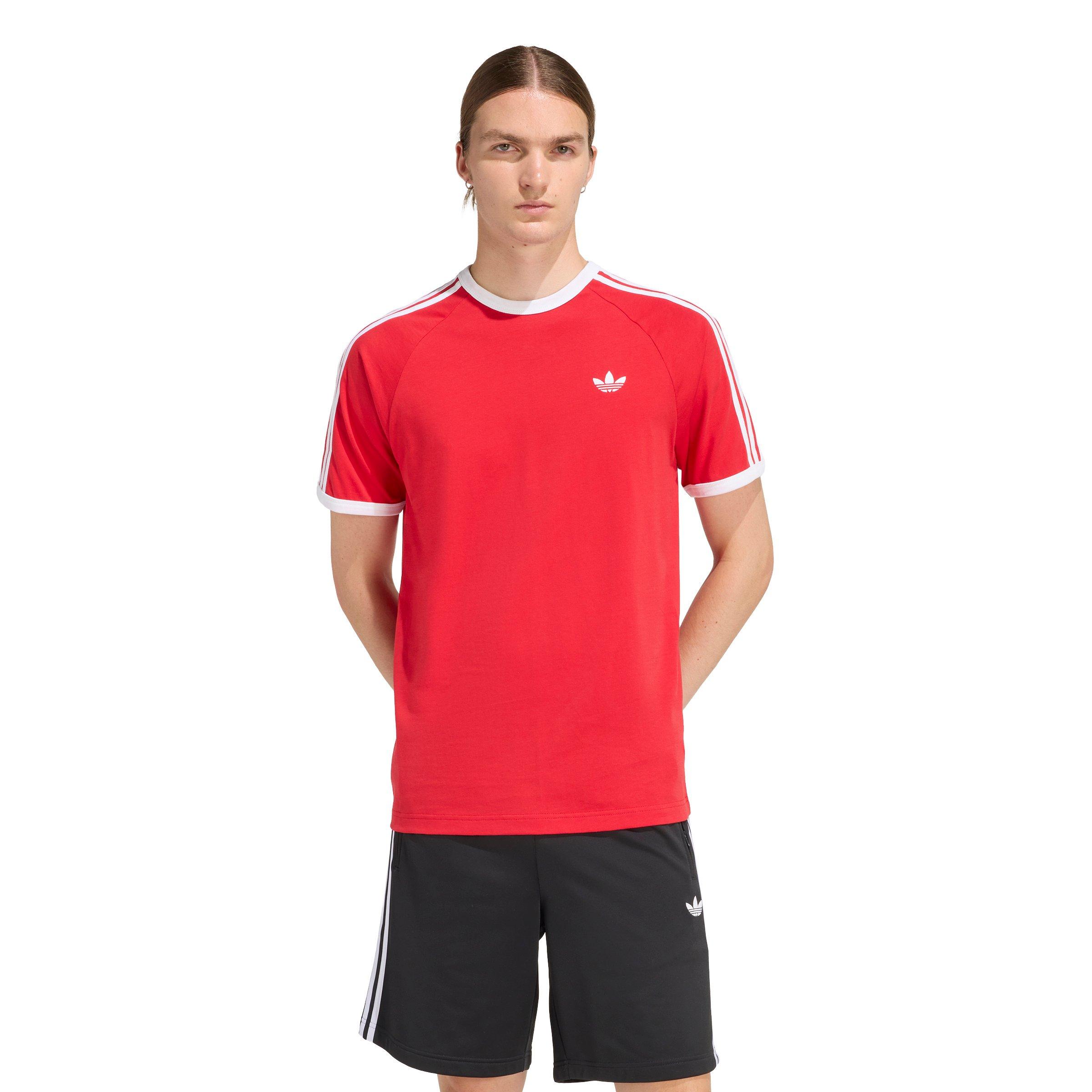 adidas Originals Men's 3-Stripes Tee -Red - RED Thumbnail View 1