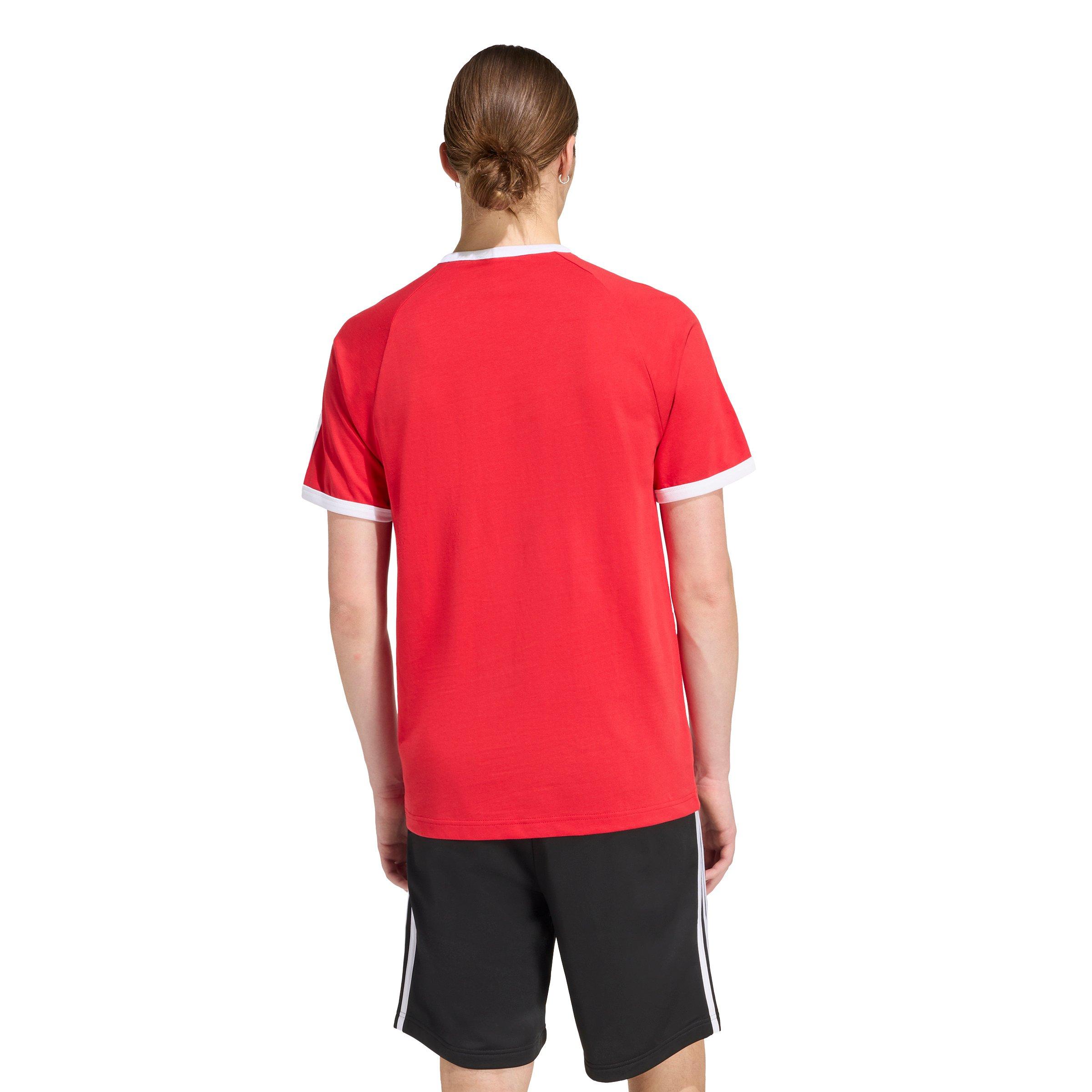 adidas Originals Men's 3-Stripes Tee -Red - RED Thumbnail View 2