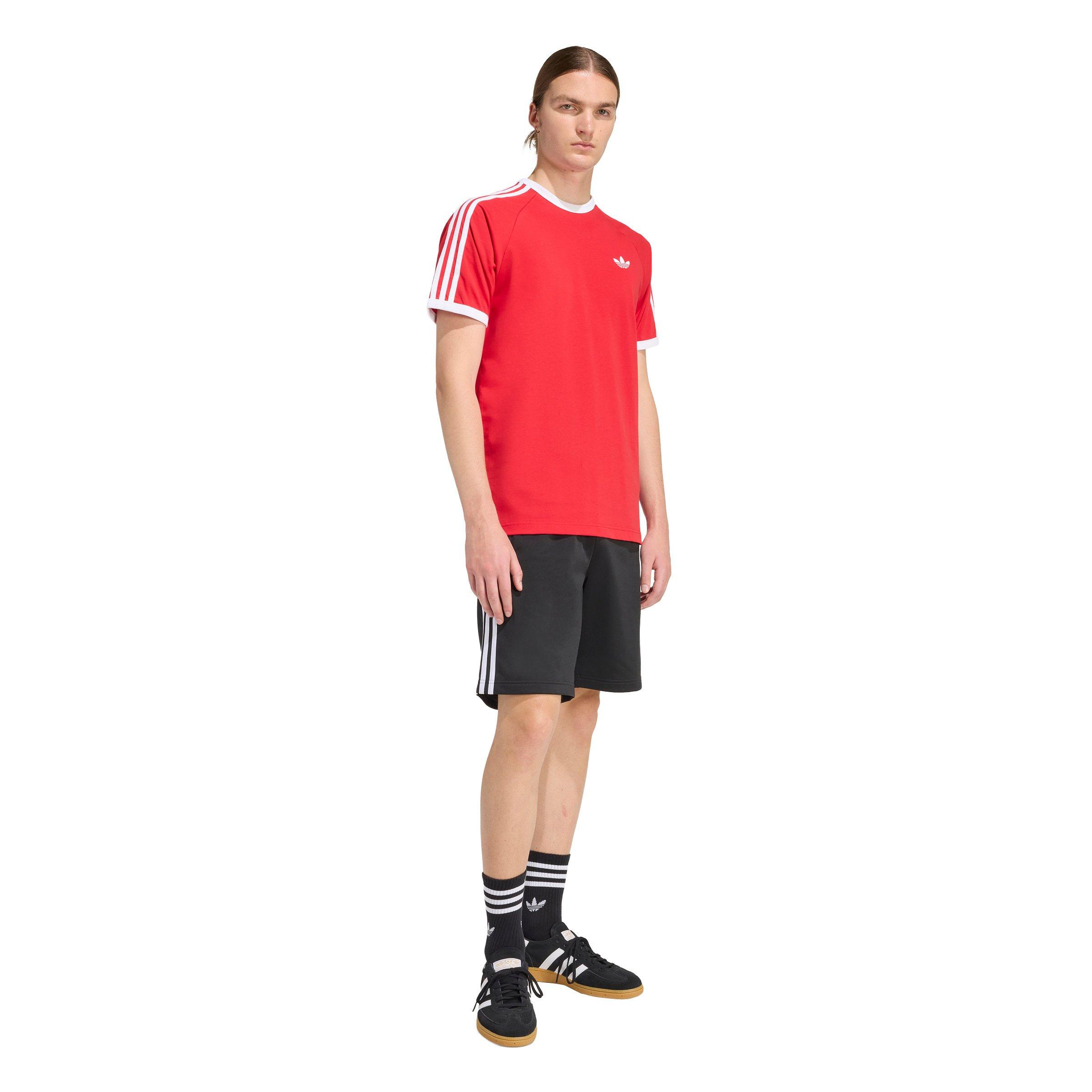 adidas Originals Men's 3-Stripes Tee -Red - RED Thumbnail View 5