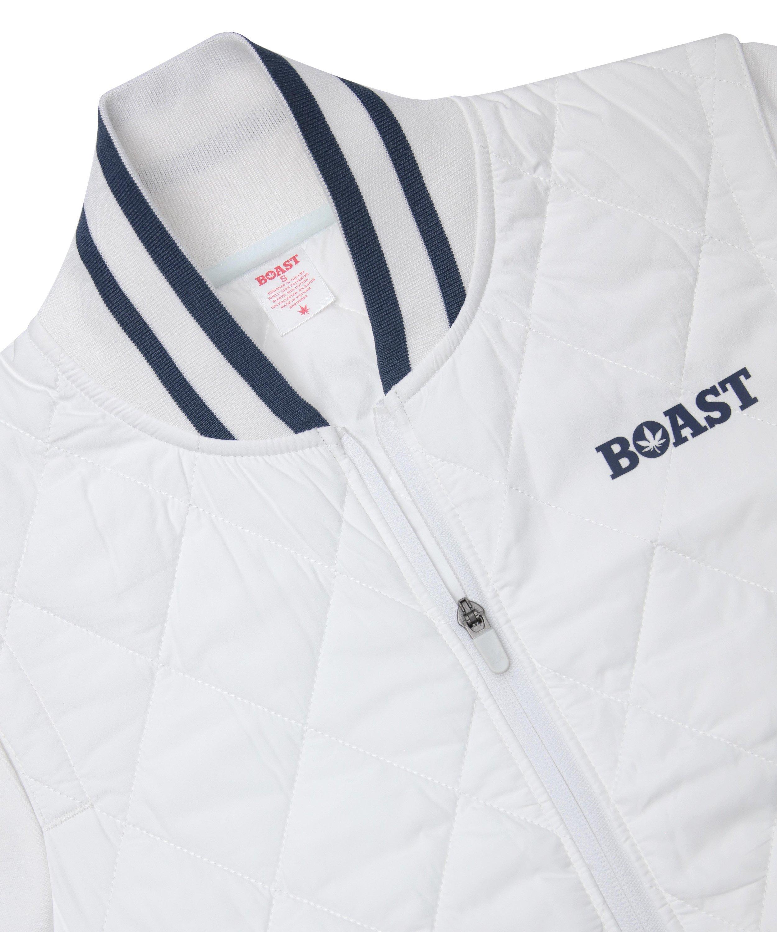 Boast Women's Quilted Varsity Bomber - White - WHITE