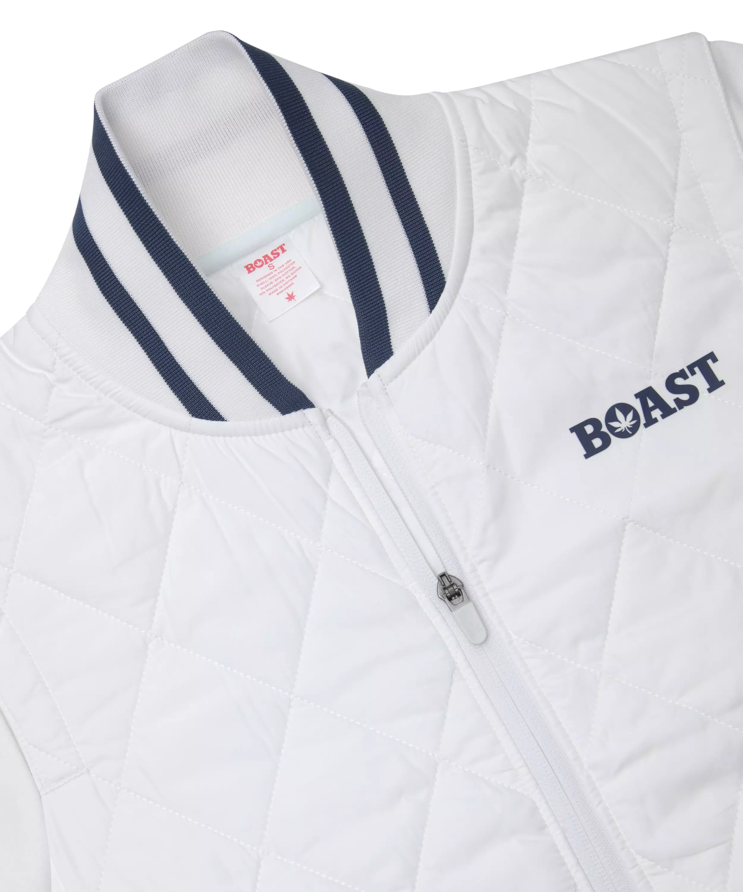 Boast Women's Quilted Varsity Bomber - White - WHITE