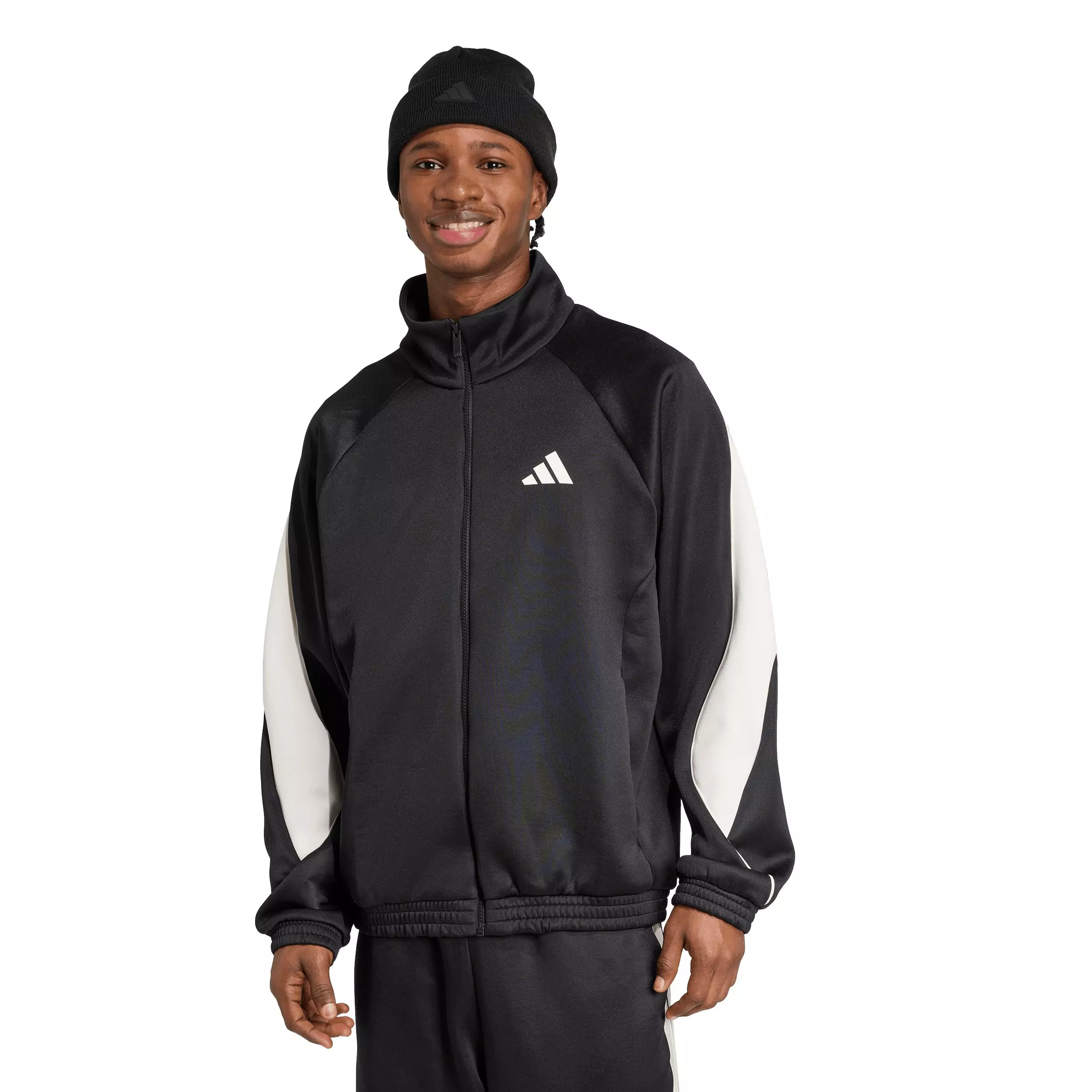 adidas Men's Stadium Tracktop - Black/White - BLACK/WHITE