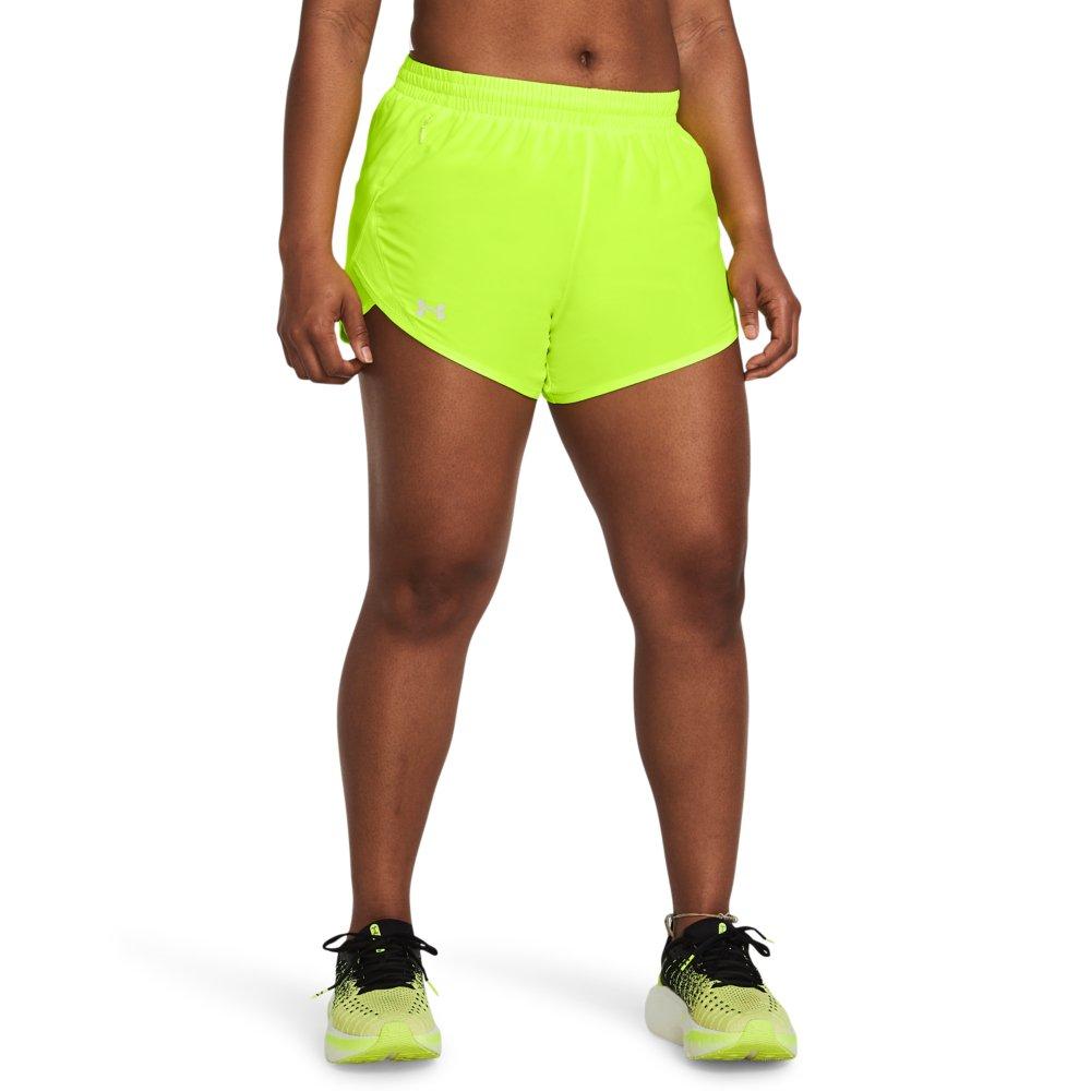 Under Armour Women's Fly-By 3" Shorts - Black - YELLOW Thumbnail View 1