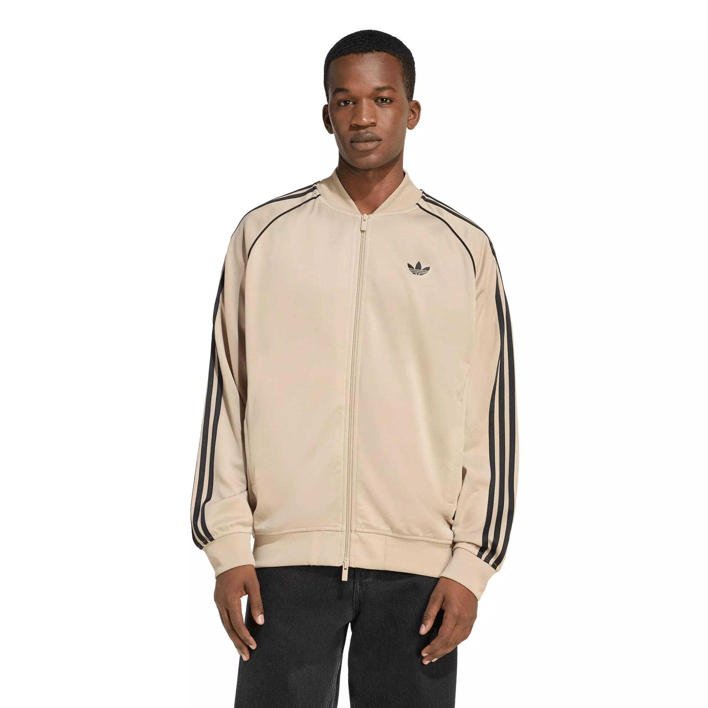 adidas Originals Men's SST Adicolor Classics Loose Track Top -Khaki/Black - KHAKI/BLACK