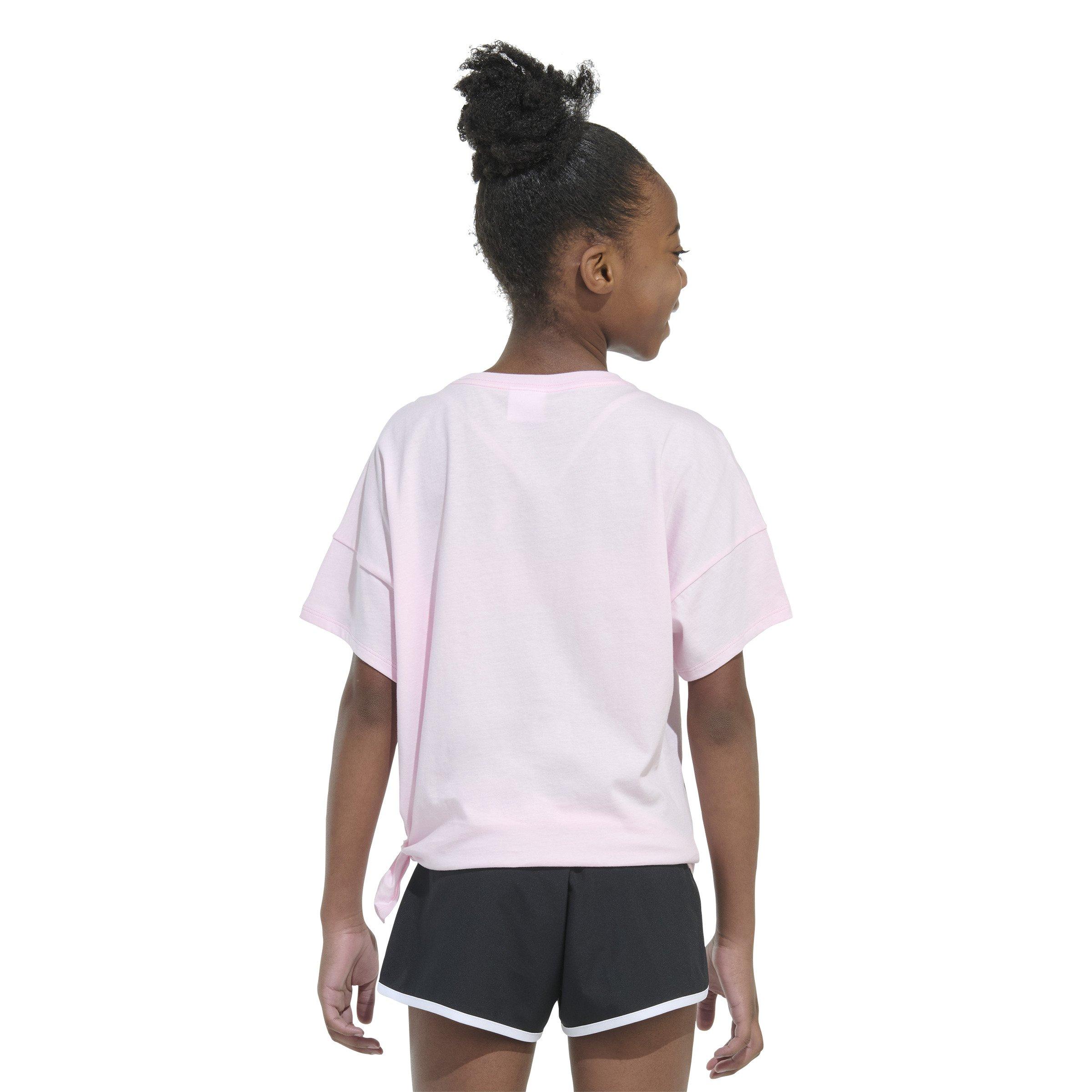 adidas Short Sleeve Tie Front Big Girls' Pink T-Shirt