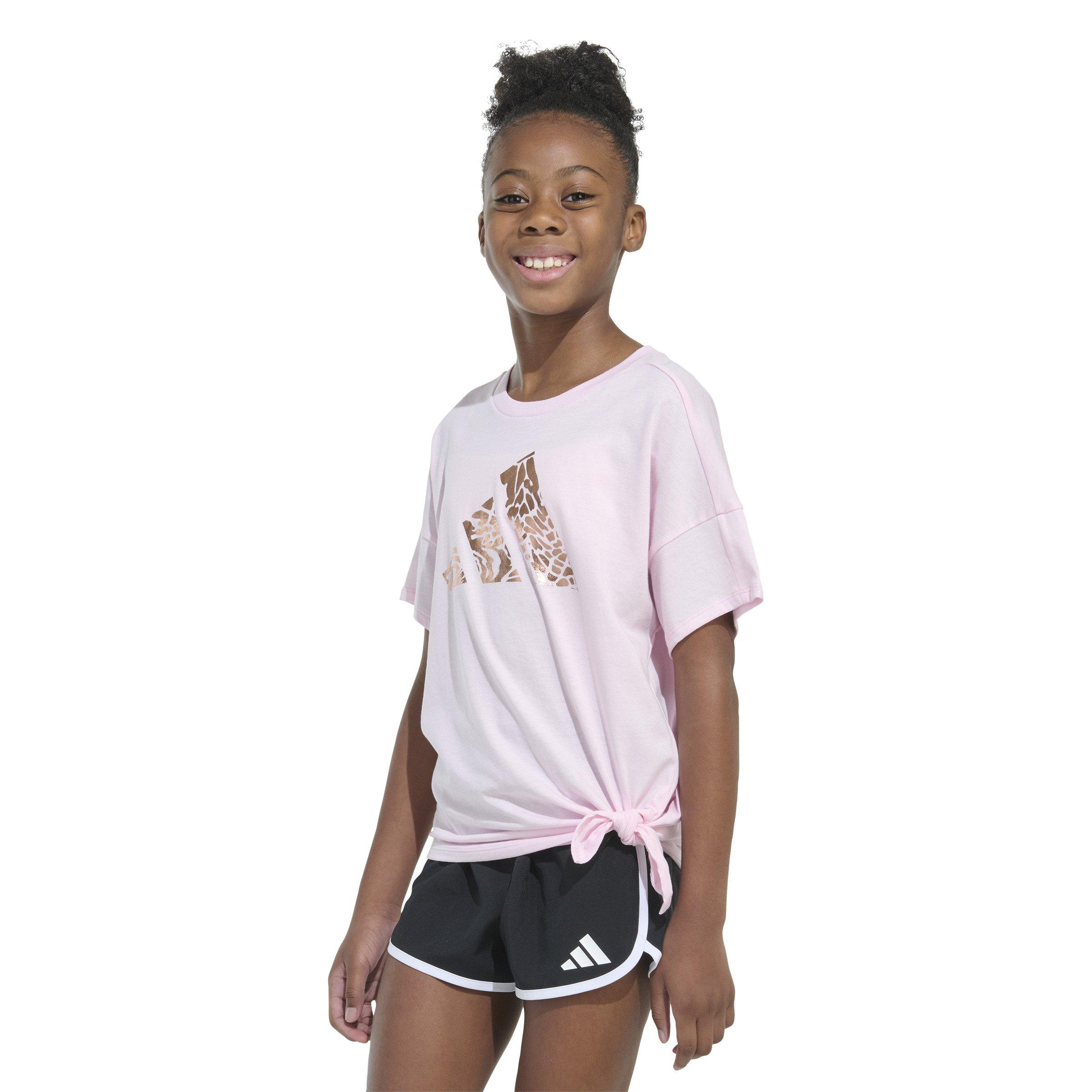 adidas Short Sleeve Tie Front Big Girls' Pink T-Shirt