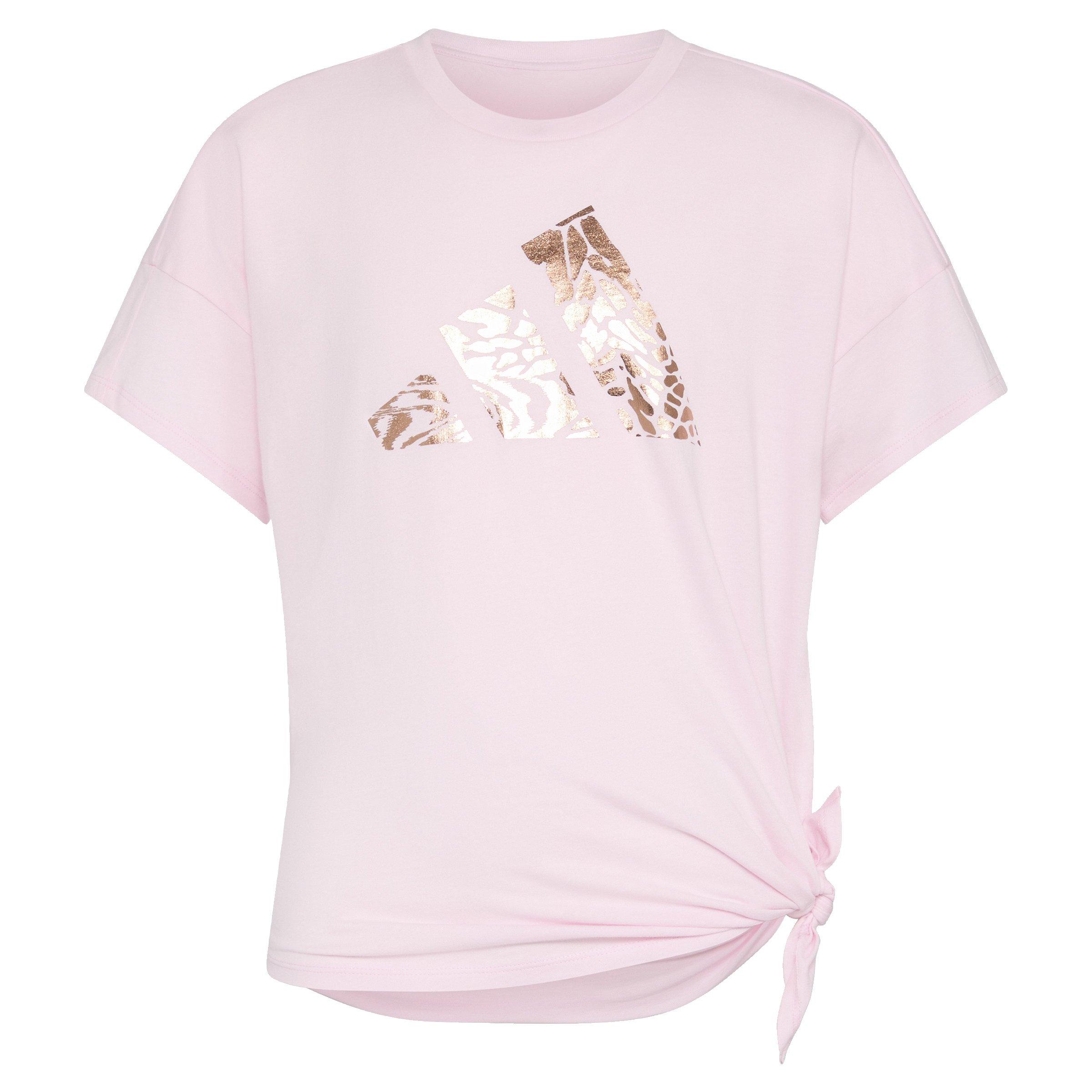 adidas Short Sleeve Tie Front Big Girls' Pink T-Shirt