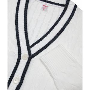 Boast Women's Cardigan Sweater - White/Navy - WHITE/NAVY