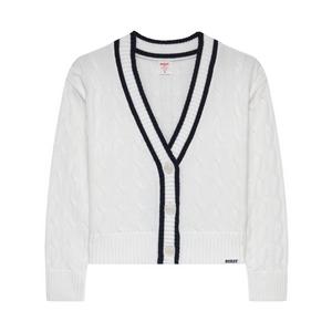 Boast Women's Cardigan Sweater - White/Navy - WHITE/NAVY