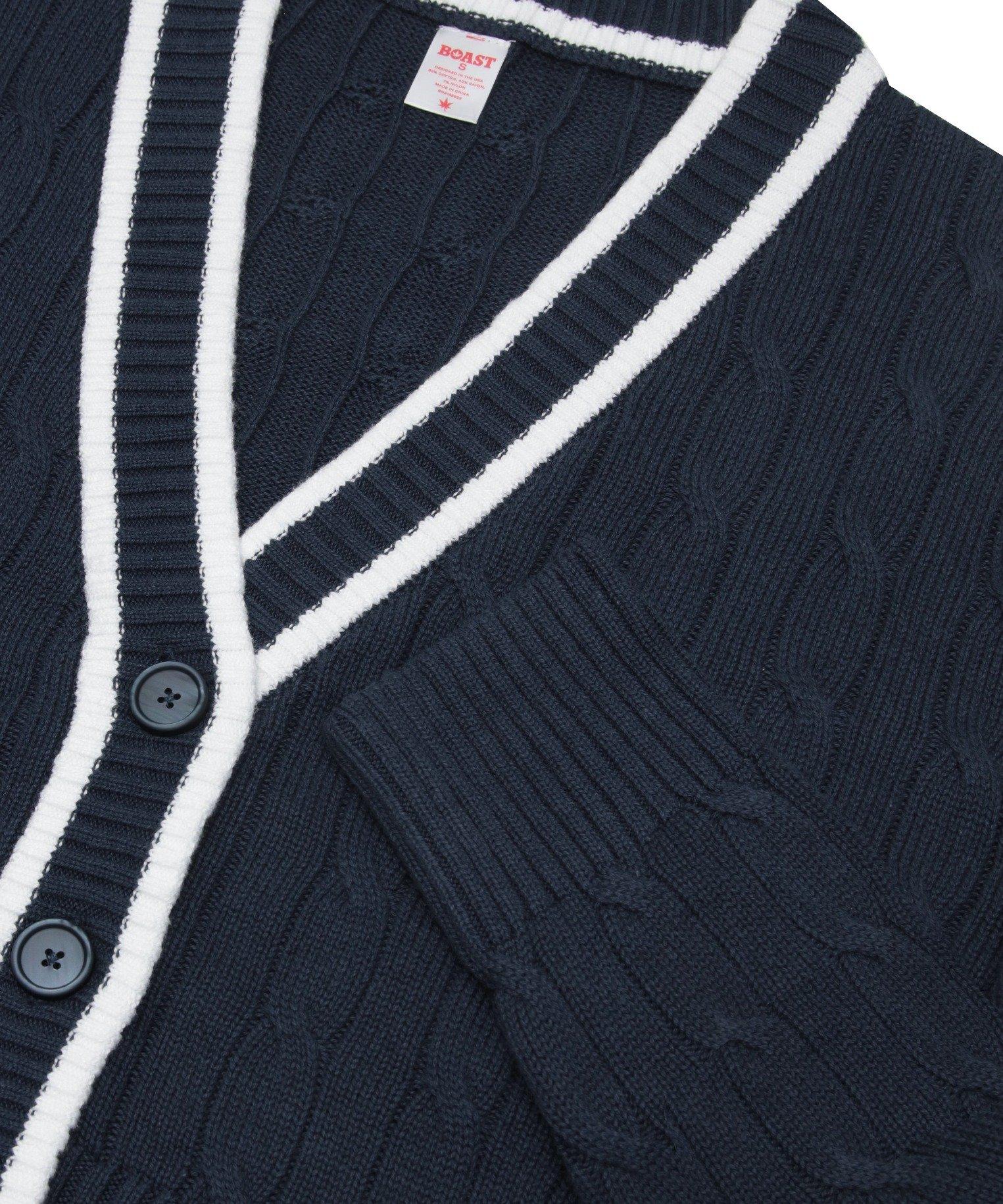 Boast Women's Cardigan Sweater - Navy/White - NAVY/WHITE