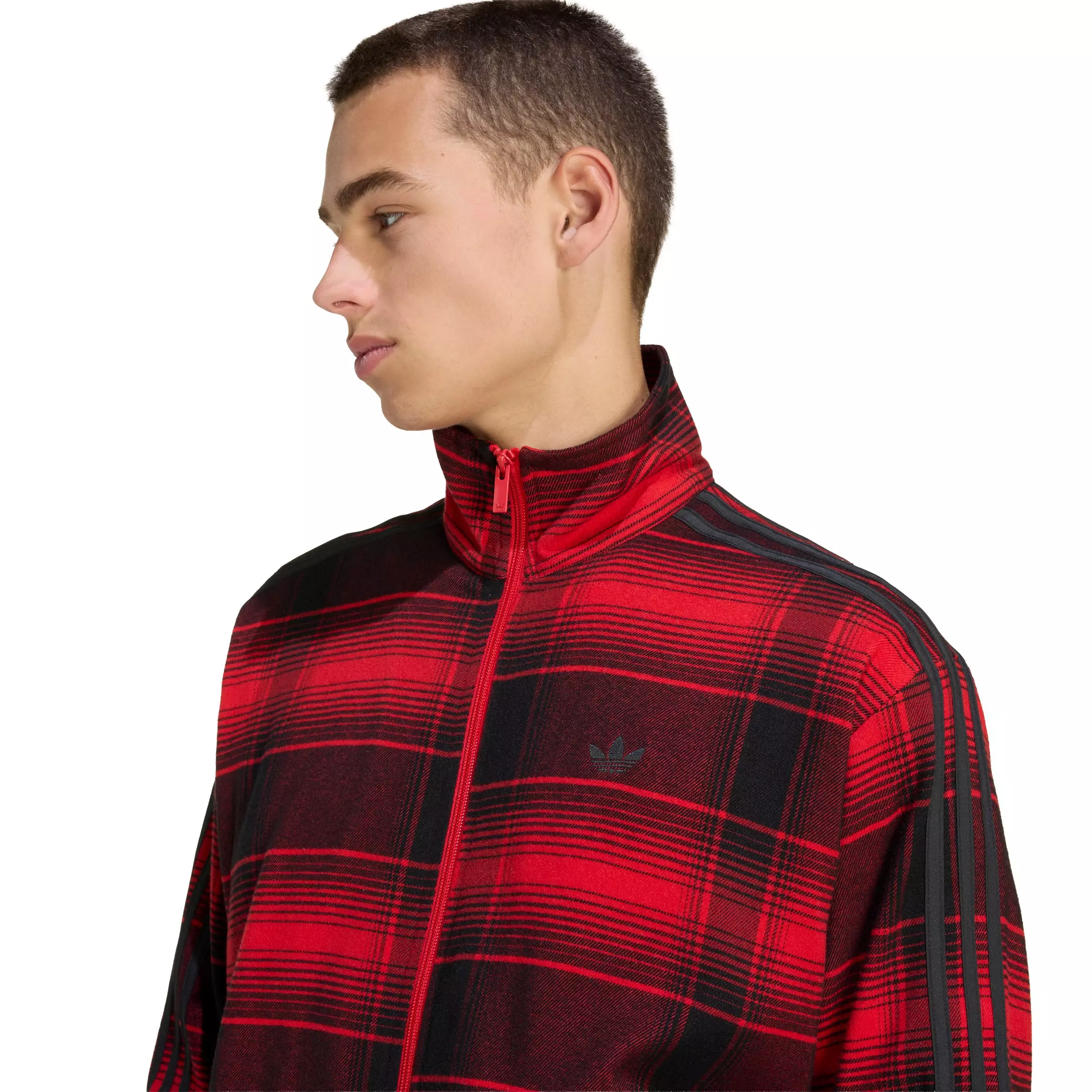 adidas Originals Men's Firebird Track Top Tartan - Red/Black - RED/BLACK