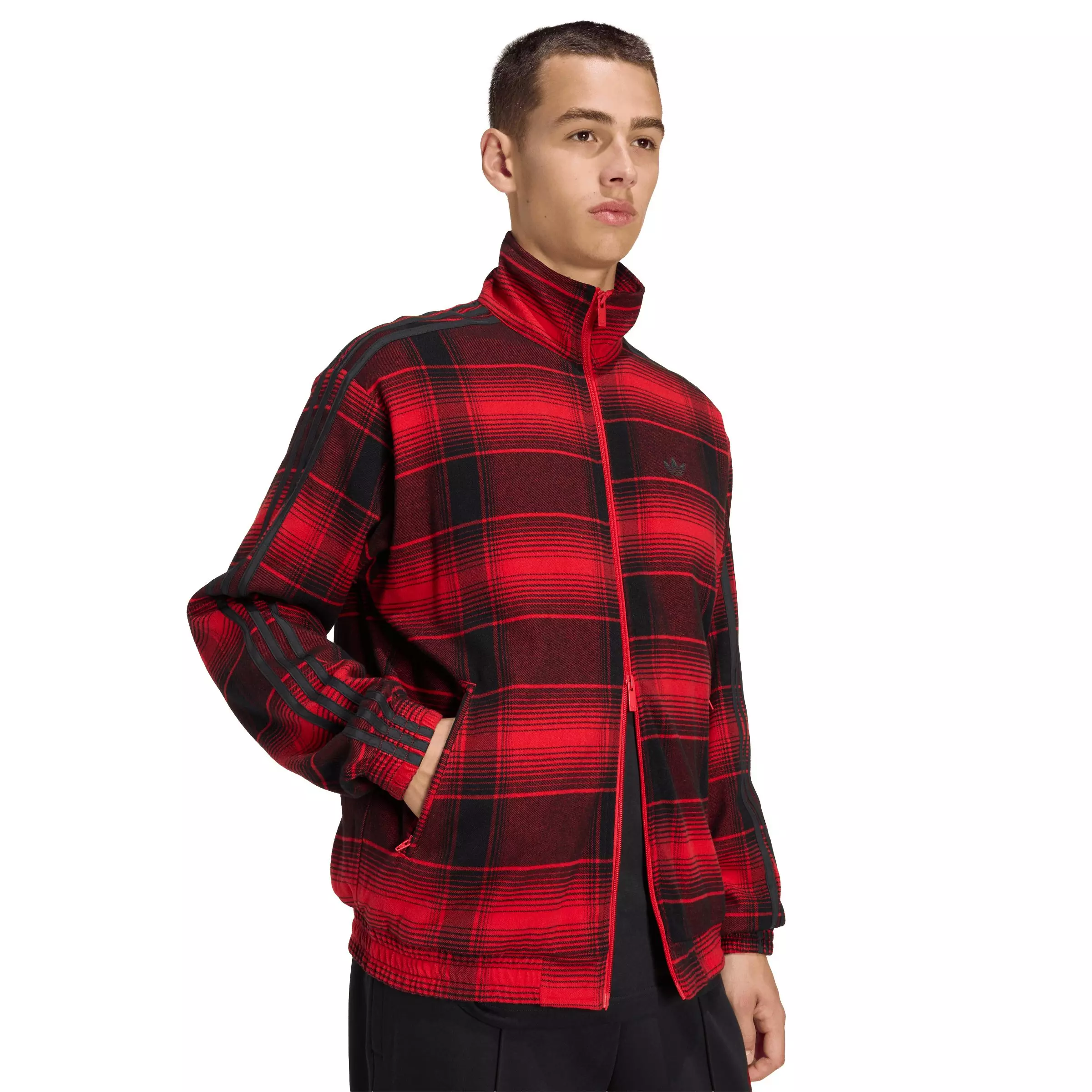 adidas Originals Men's Firebird Track Top Tartan -Red/Black - RED/BLACK