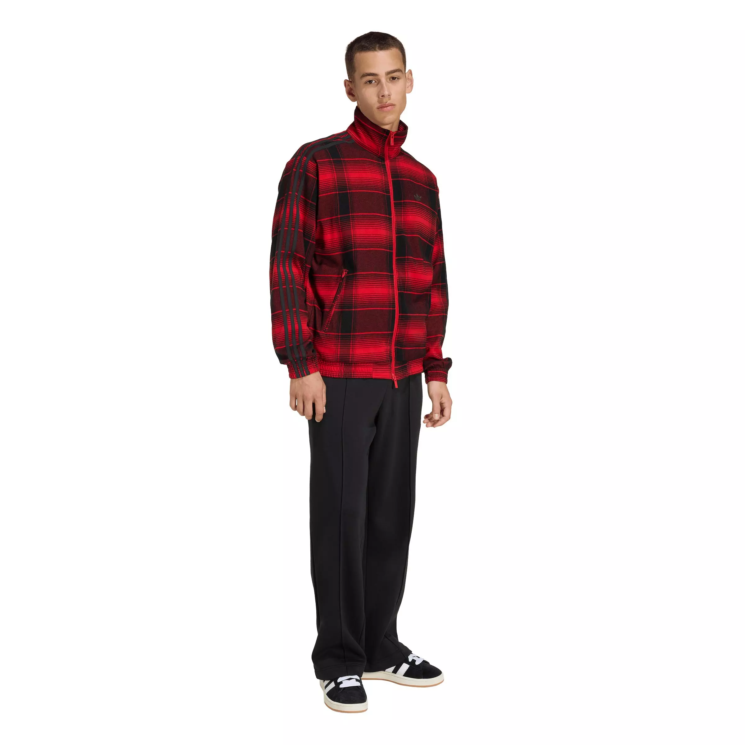 adidas Originals Men's Firebird Track Top Tartan -Red/Black - RED/BLACK