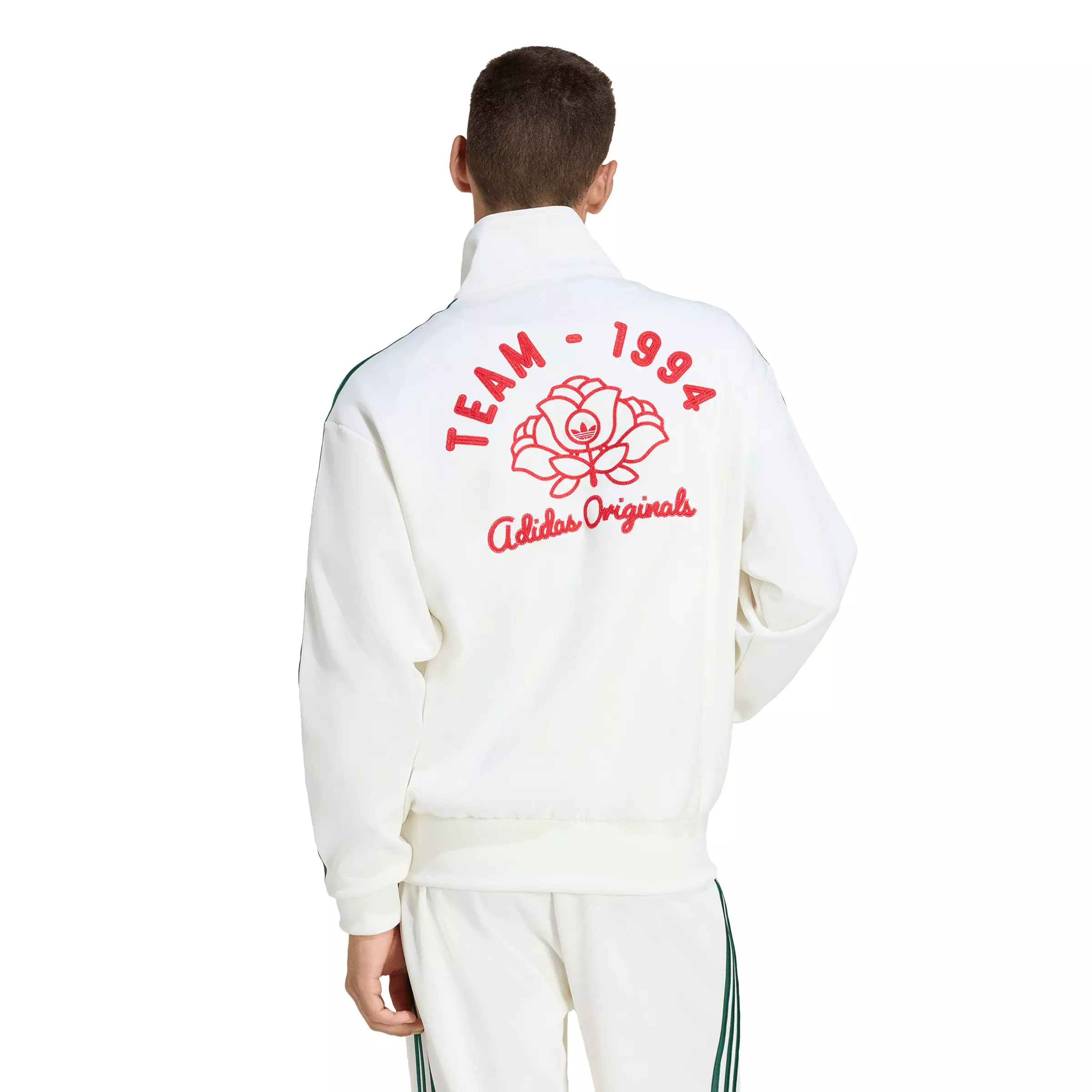 adidas Originals Men's Firebird Roses Track Top -White/Green - WHITE/GREEN