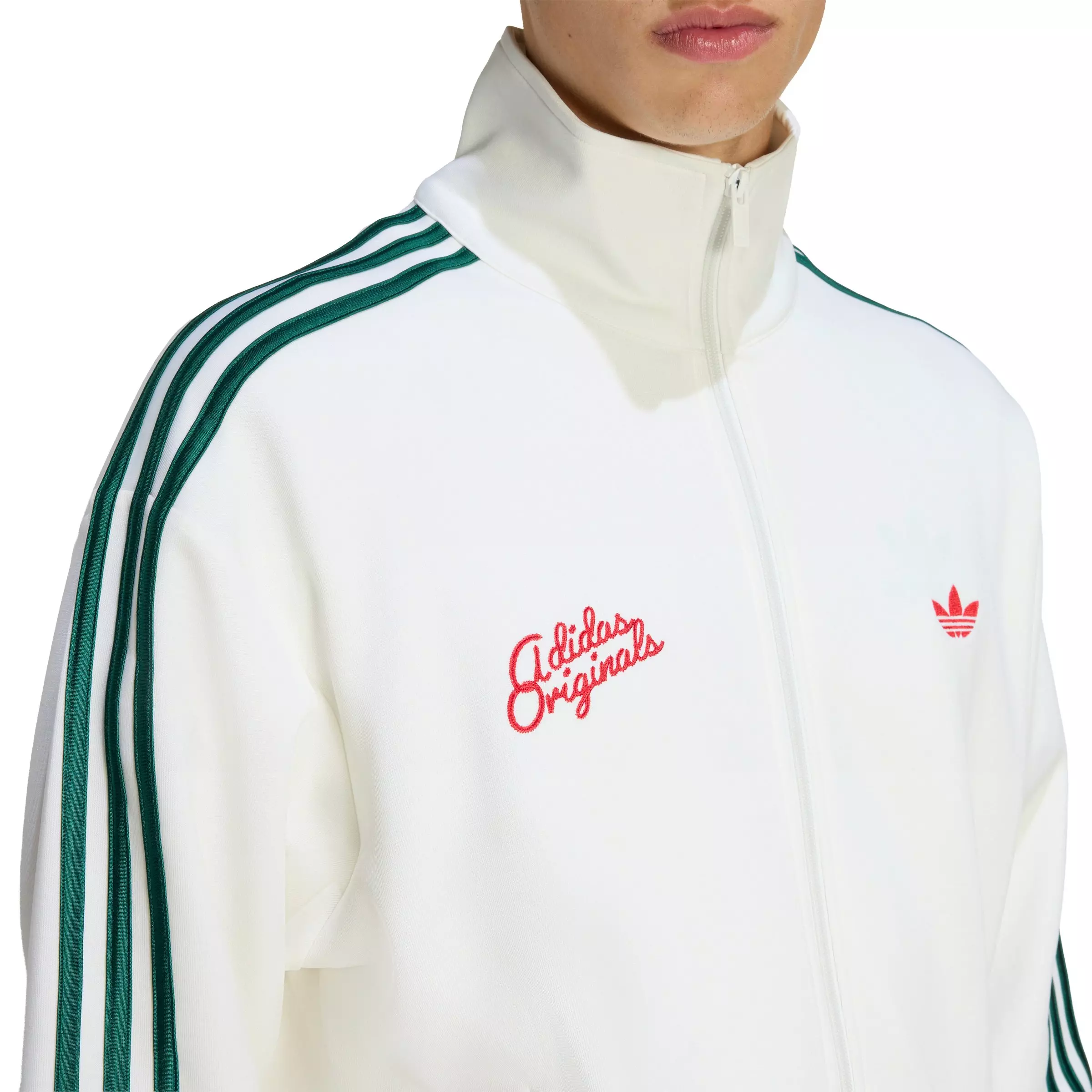 adidas Originals Men's Firebird Roses Track Top - White/Green - WHITE/GREEN