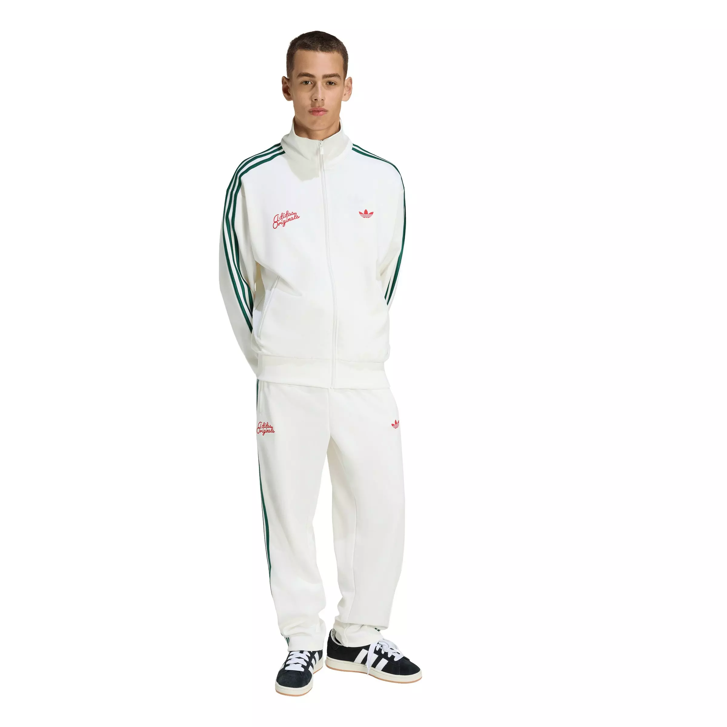 adidas Originals Men's Firebird Roses Track Top -White/Green - WHITE/GREEN